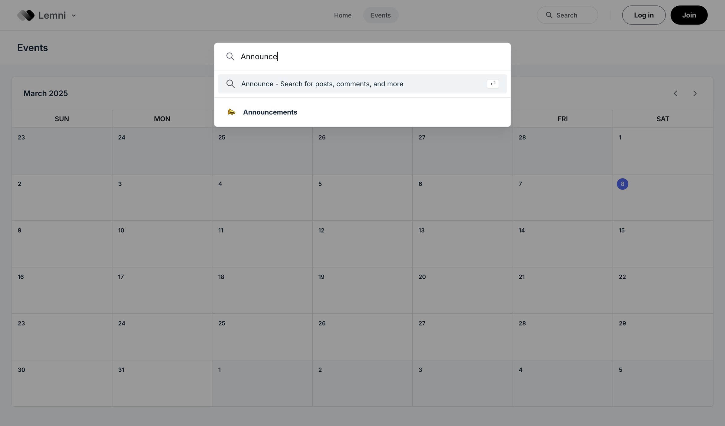 Lemni - Events | Lemni screen