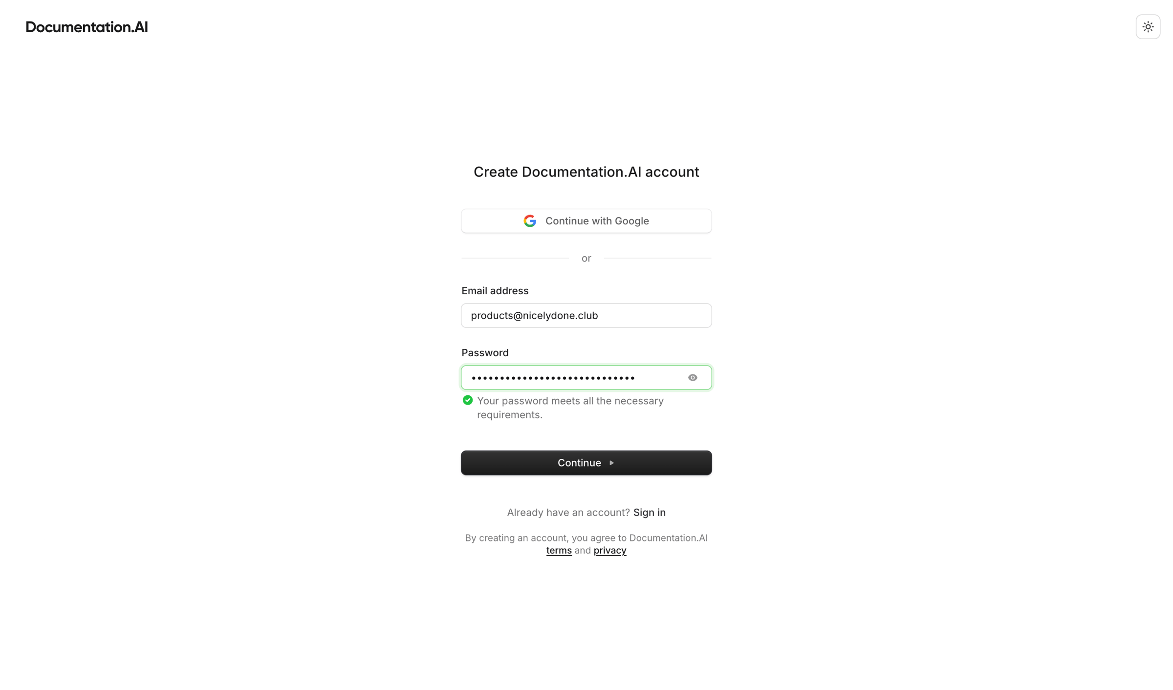 Documentation.AI - Dashboard - Documentation.AI screen