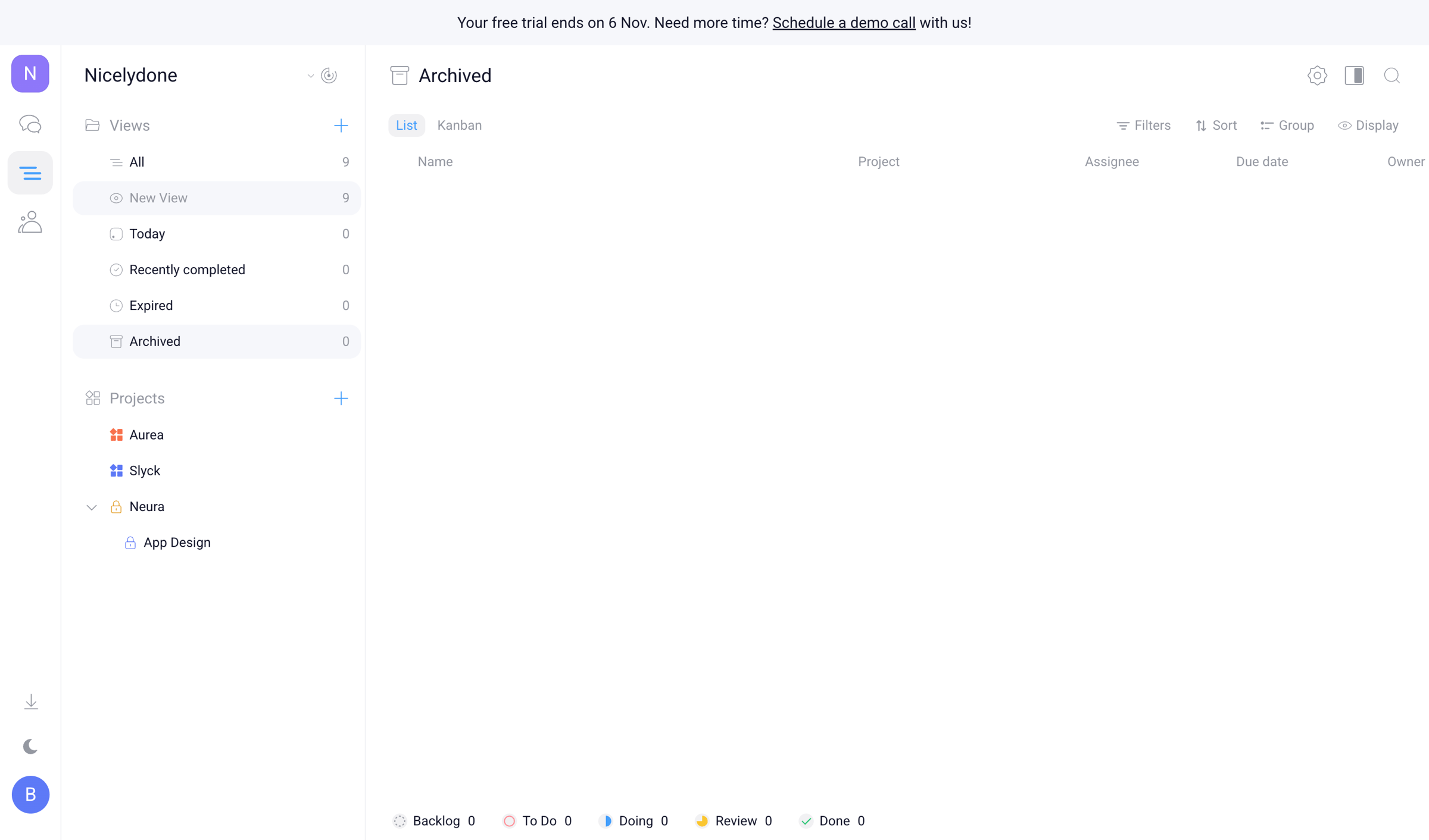 Orchestra - Nicelydone - Tasks screen