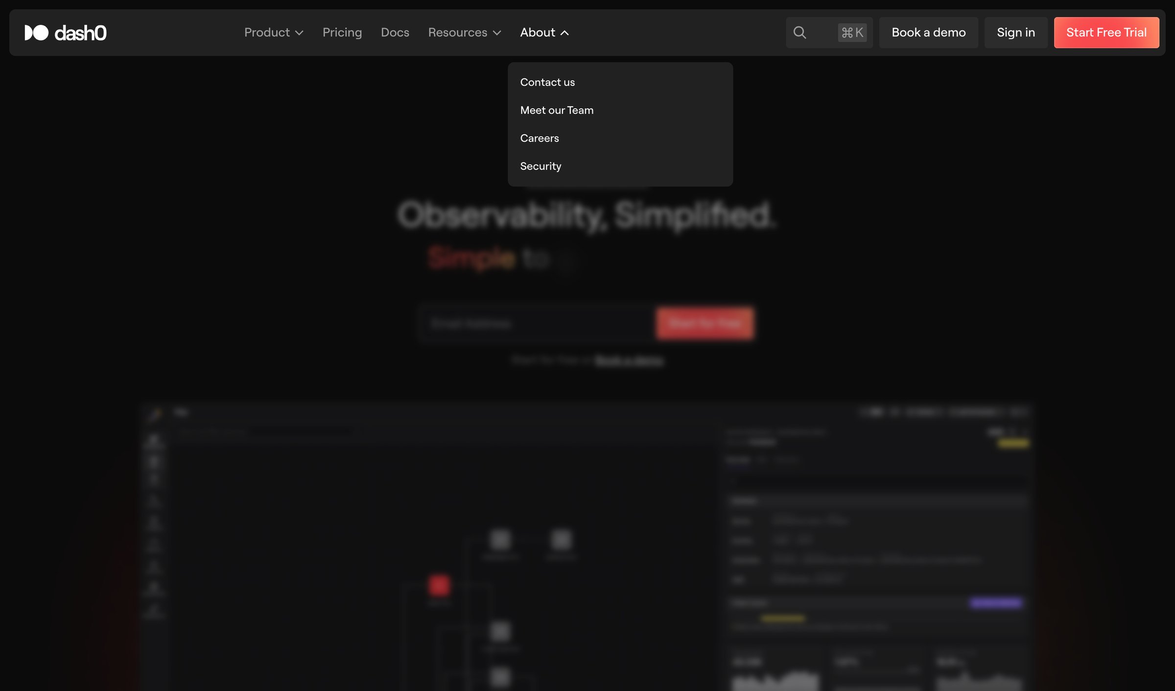Dash0 - OpenTelemetry Native Observability · Dash0 screen