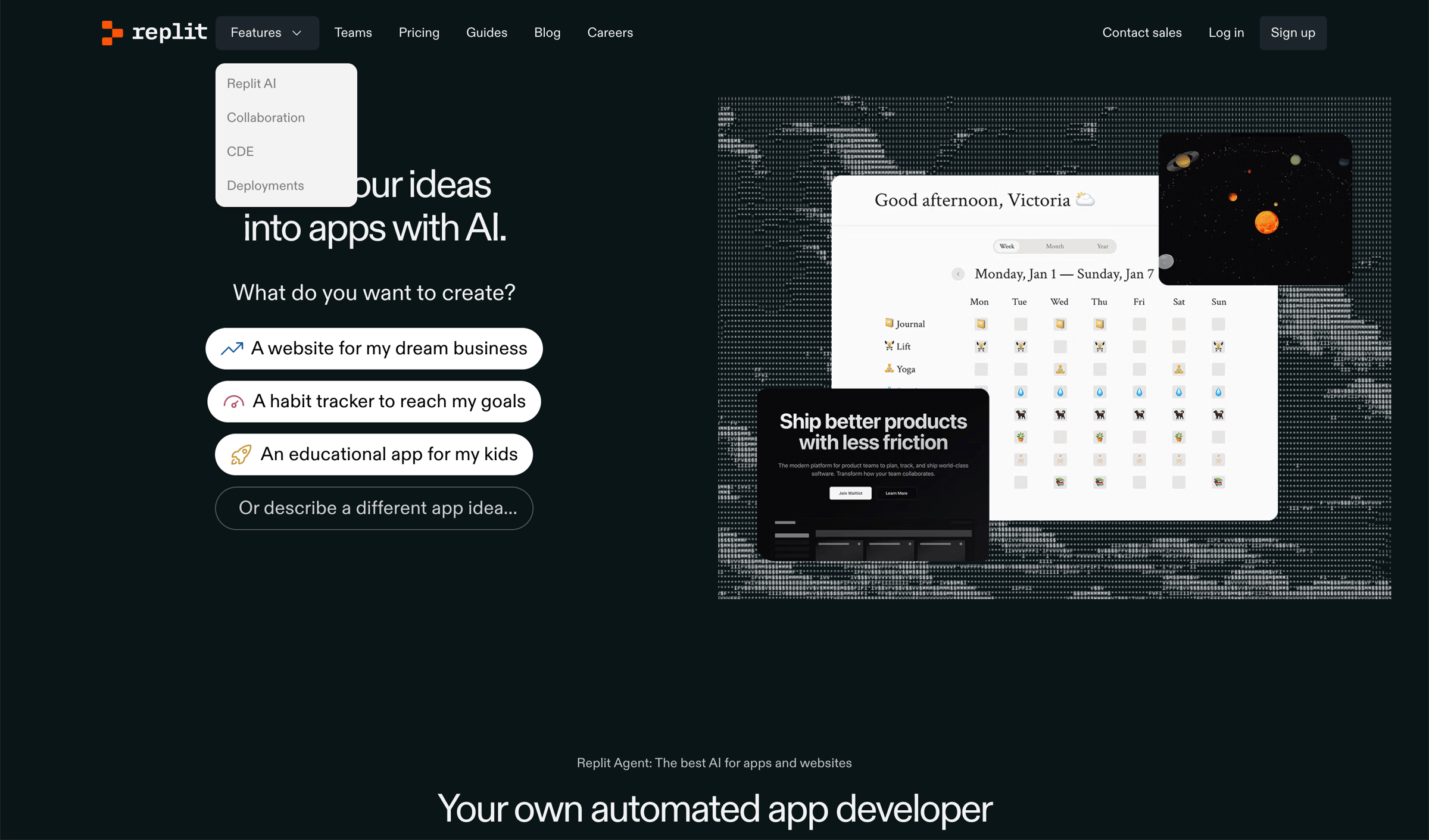 Replit - Replit – Build apps and sites with AI screen