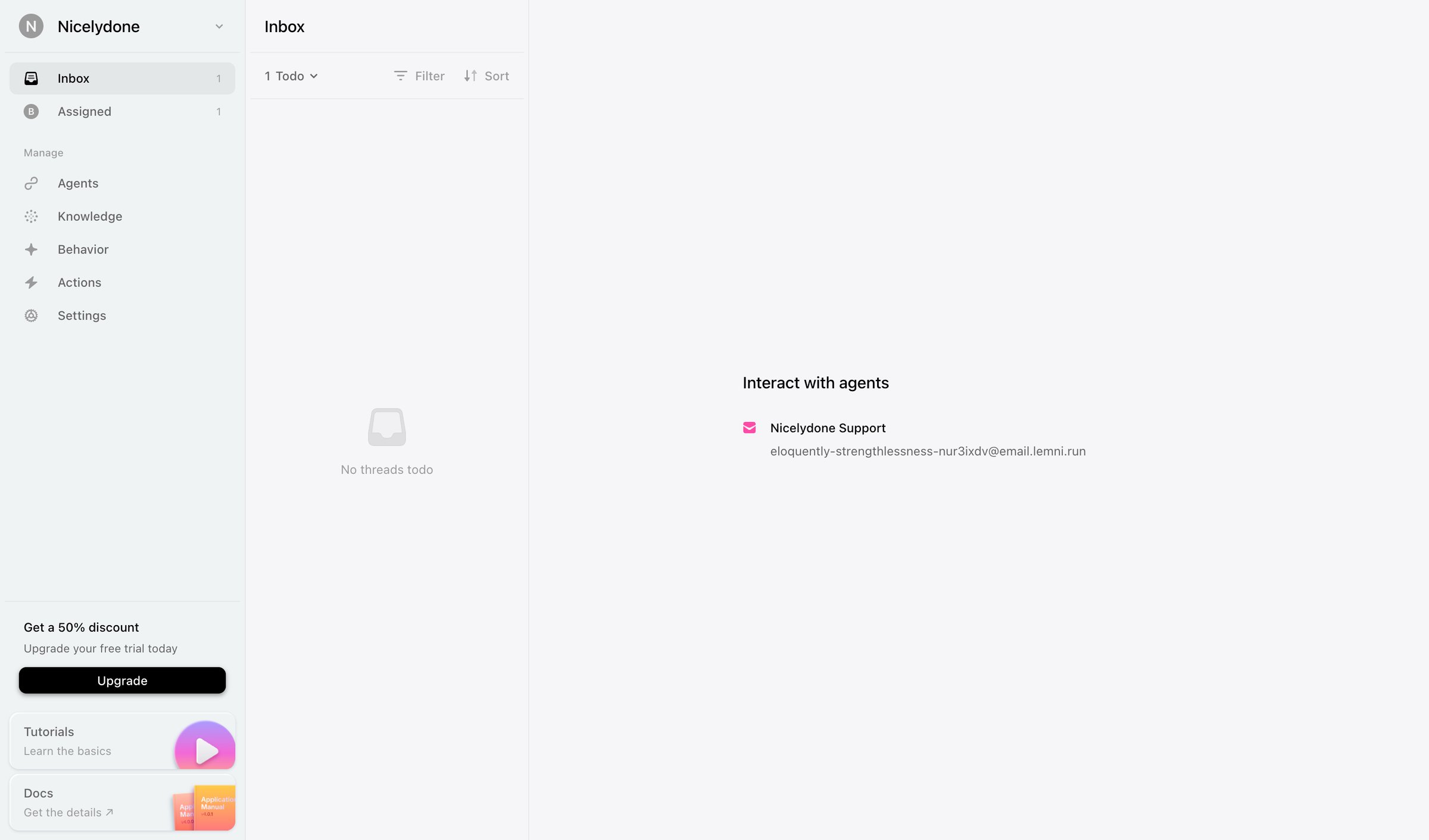 Lemni - Inbox screen