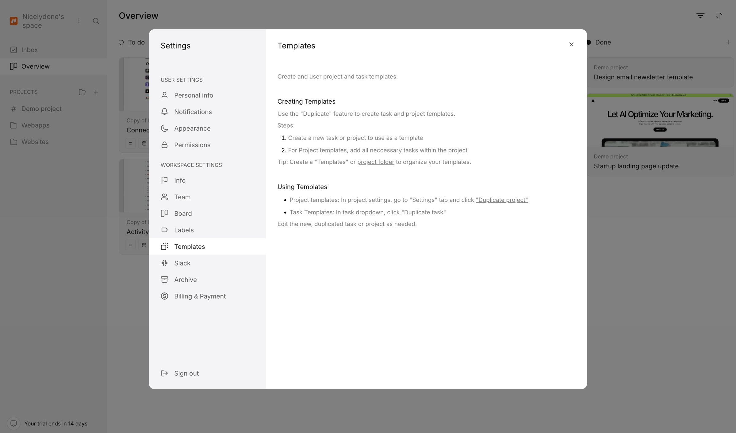 Workflow screen