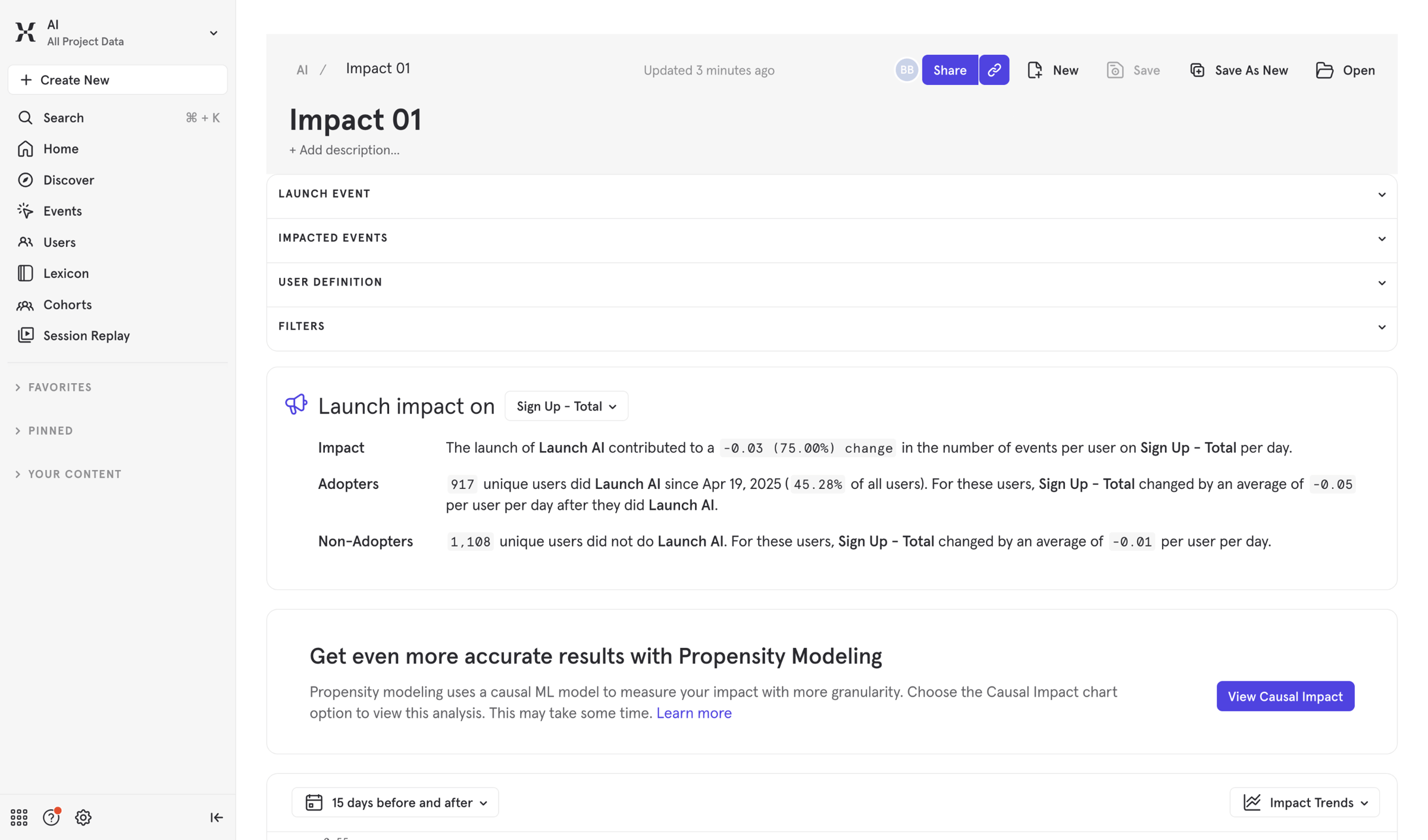 Mixpanel - Impact 01 - AI / Mixpanel screen