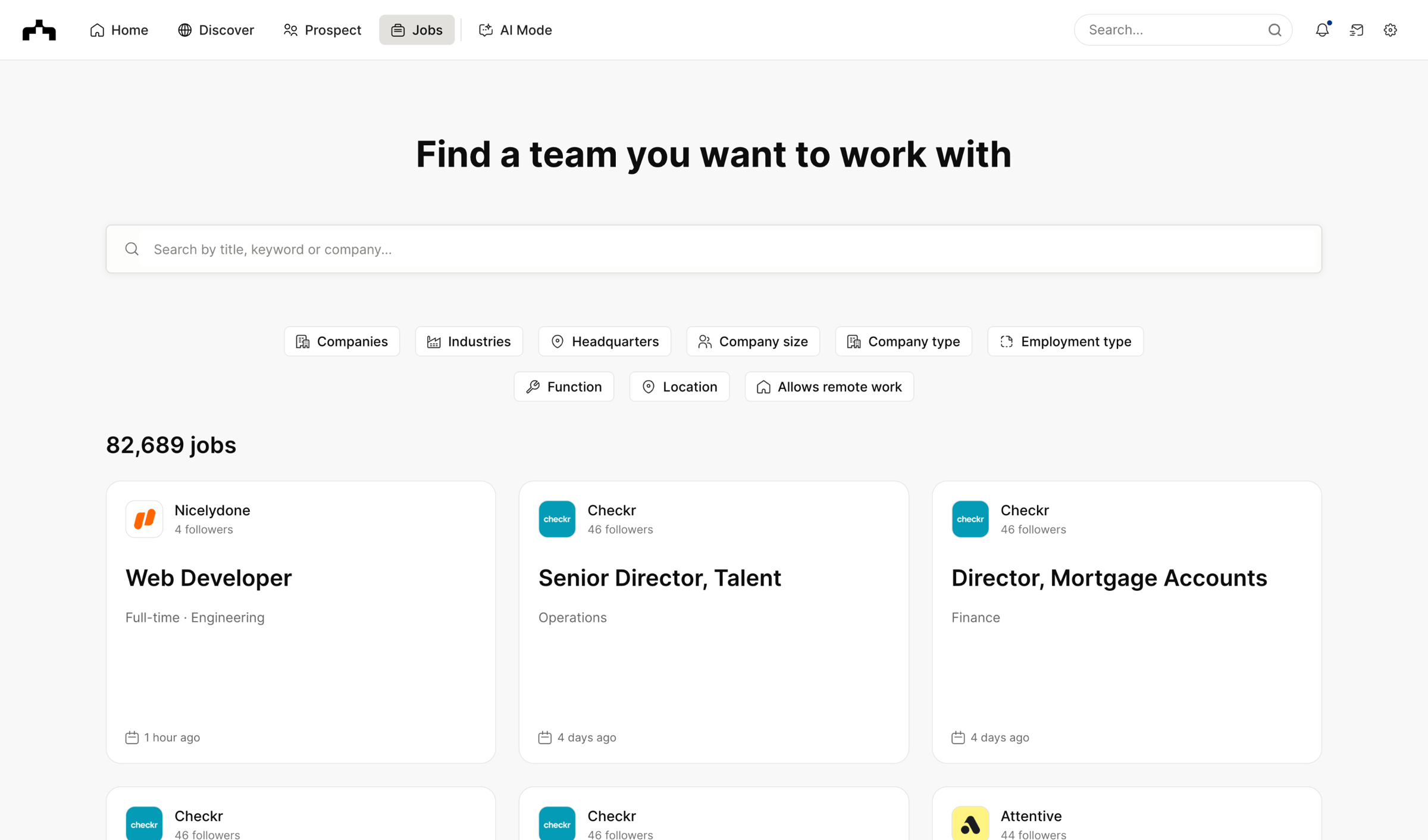 The org - Jobs | The Org screen