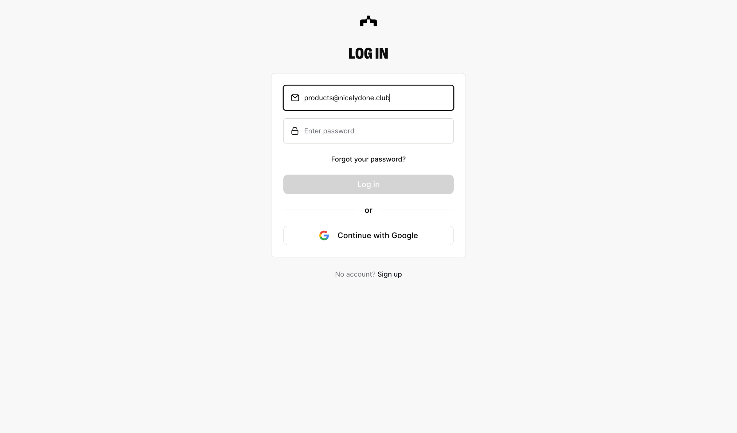 The org - Log in | The Org screen