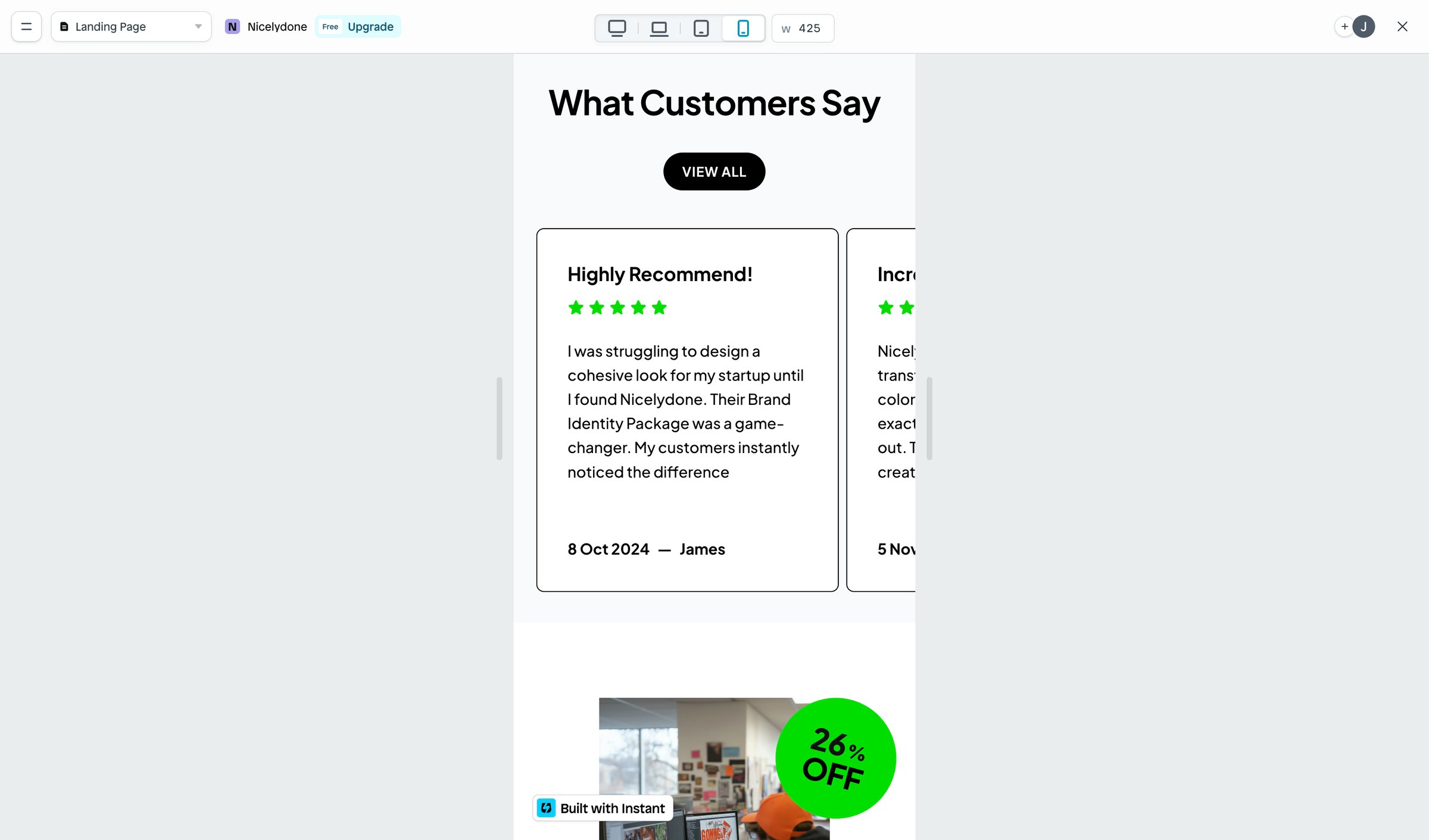 Instant - Page | Nicelydone screen