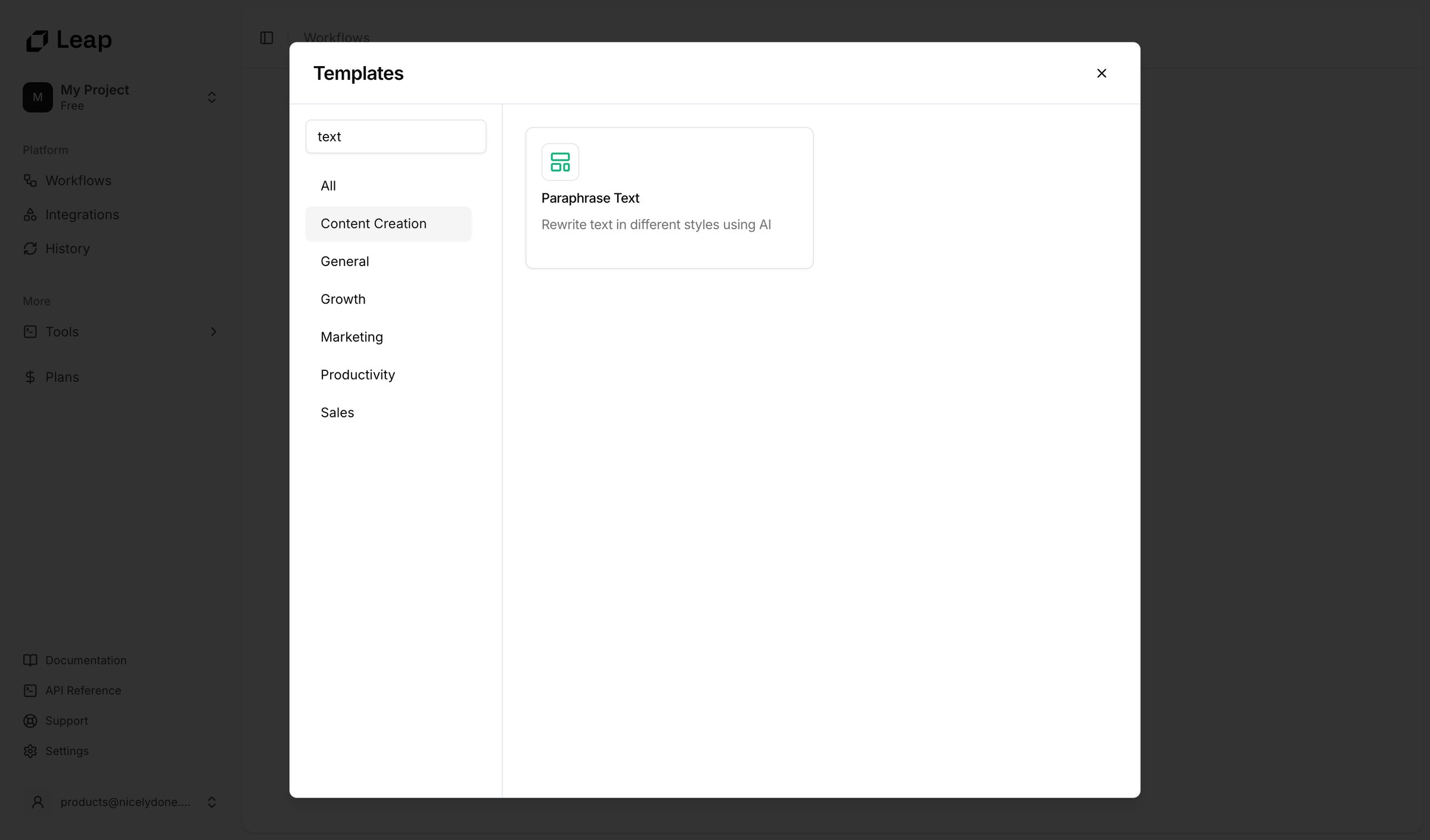 Leap - Leap AI | Automate any workflow with AI screen