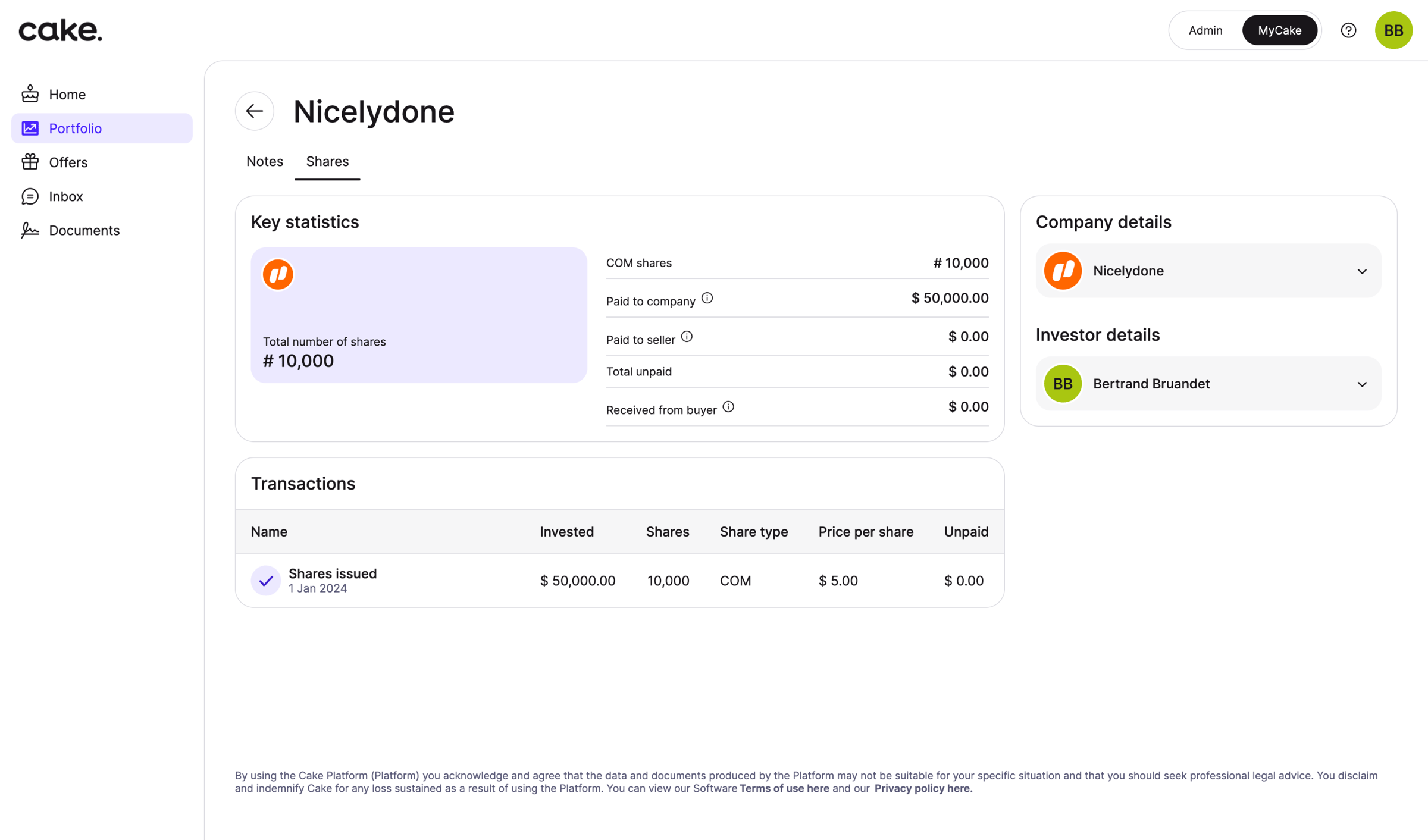 Cake - Cake Portfolio App screen