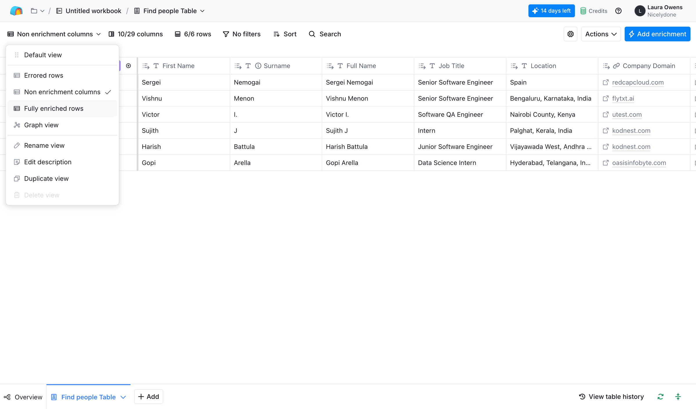 Clay - Clay | Find people Table screen