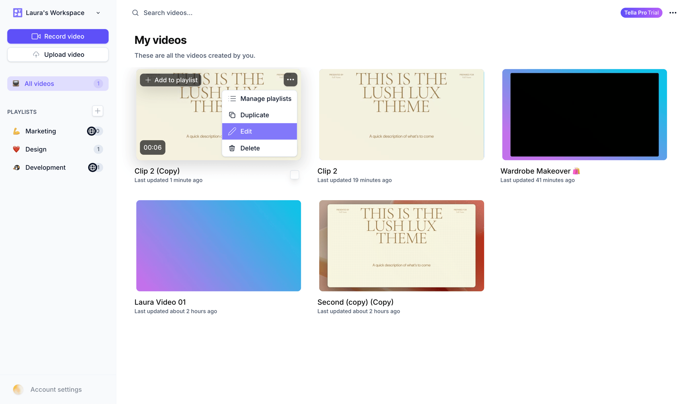 Tella - Tella — Video recording for work screen