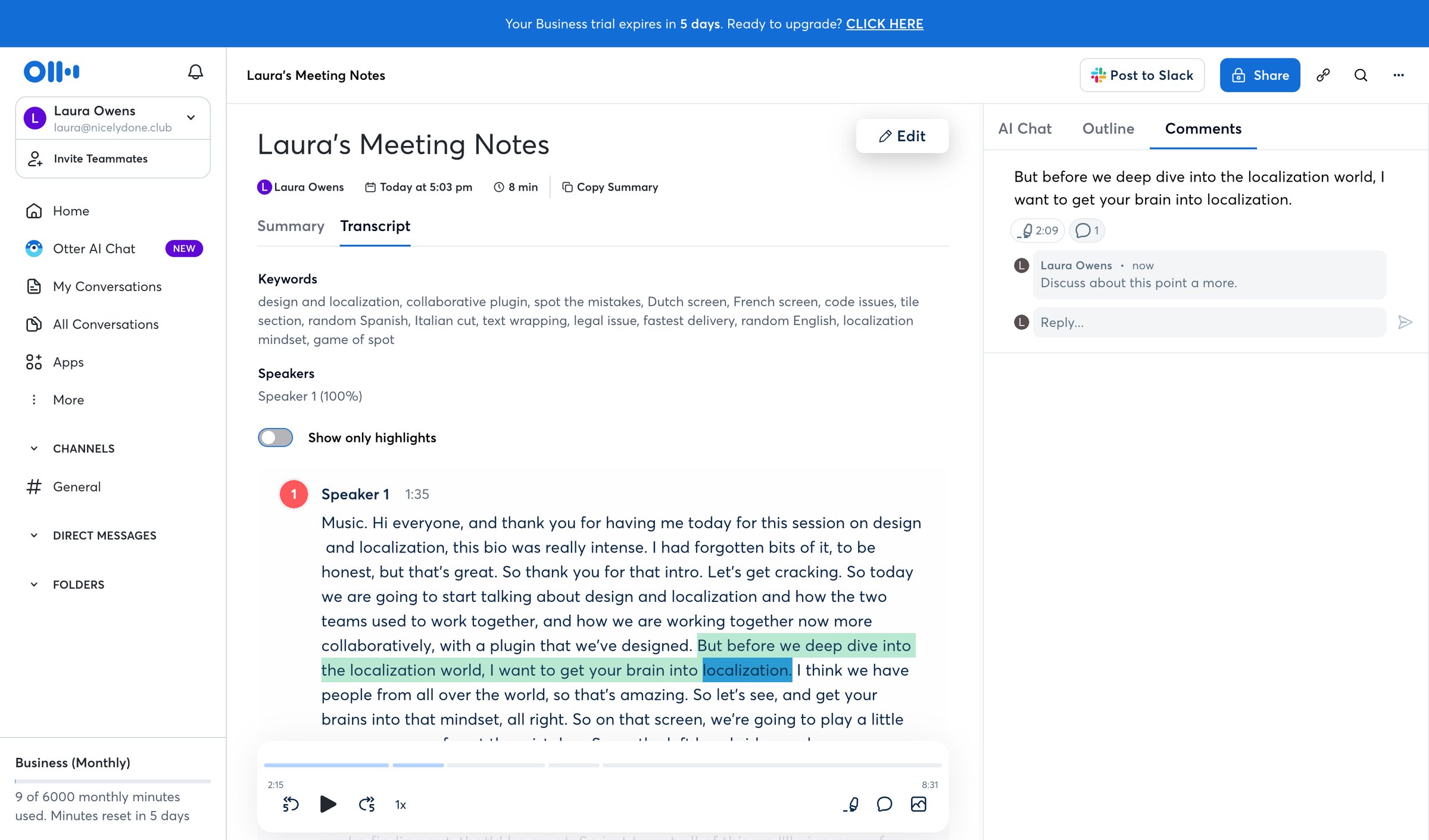 Otter - Lauras Meeting Notes - Otter.ai screen