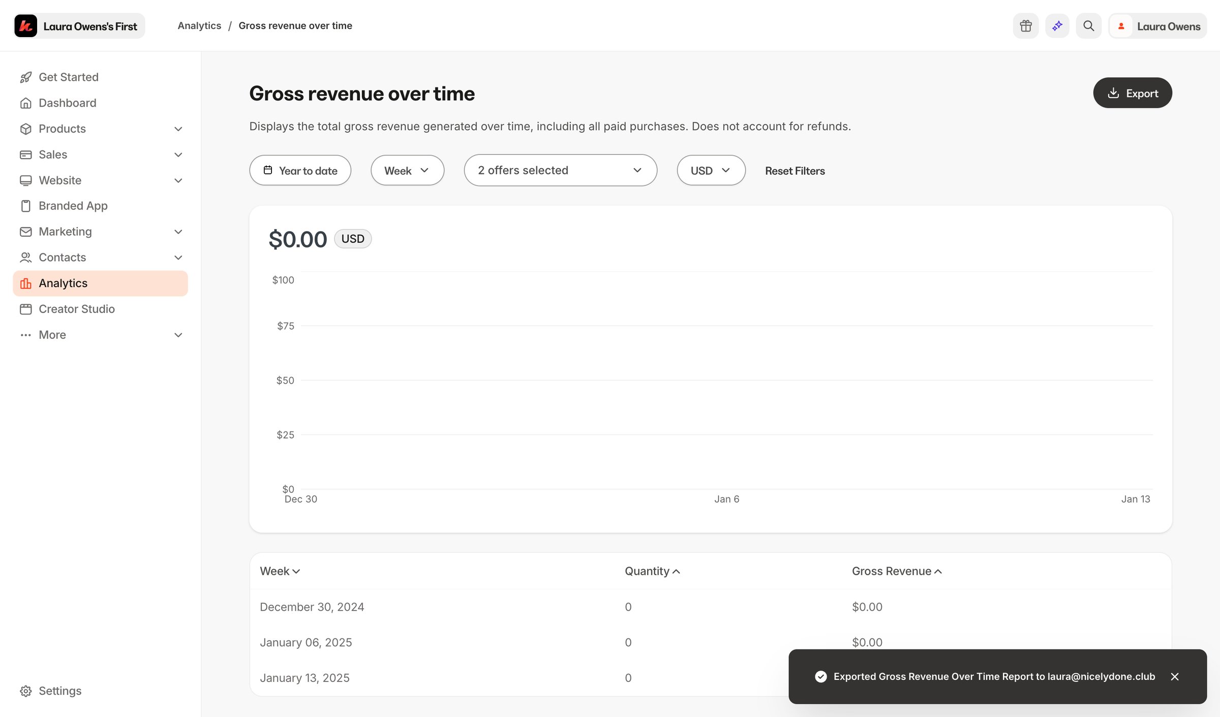 Kajabi - Analytics - Kajabi screen