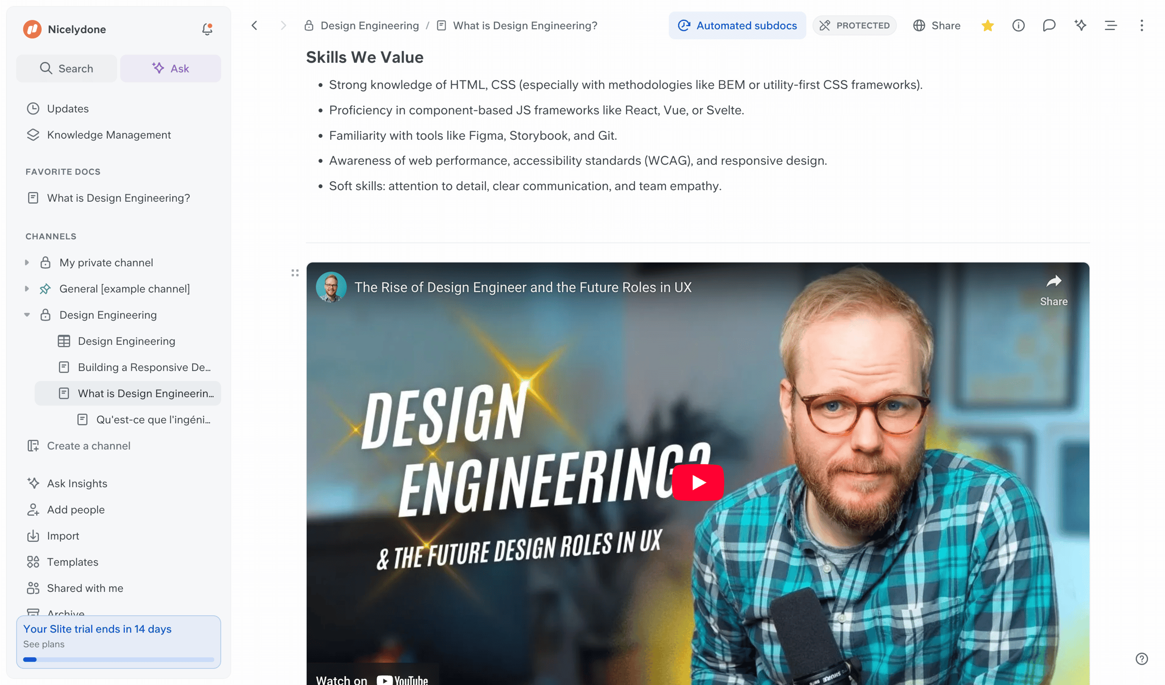 Slite - What is Design Engineering? screen