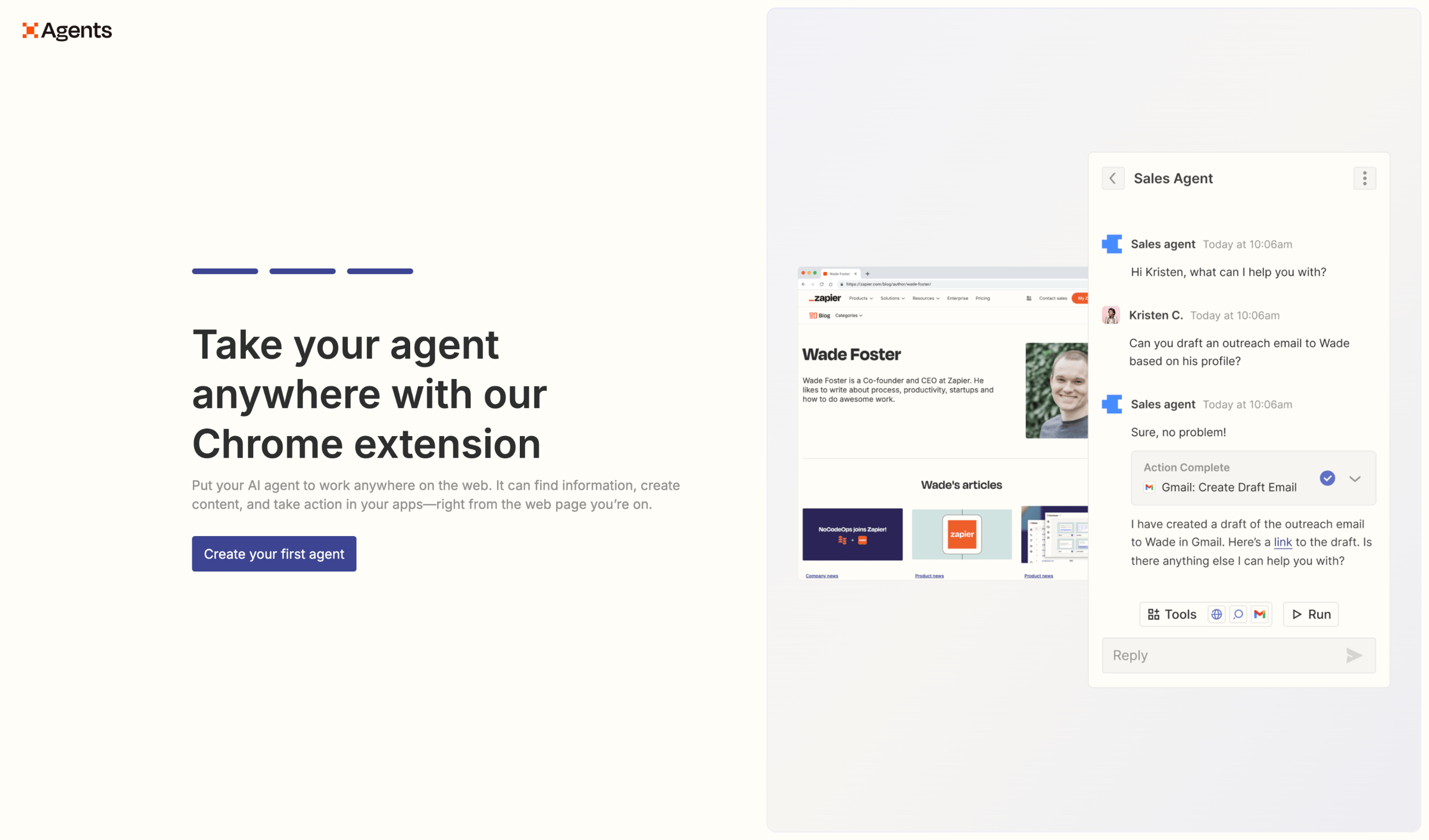 Zapier - Zapier Agents screen