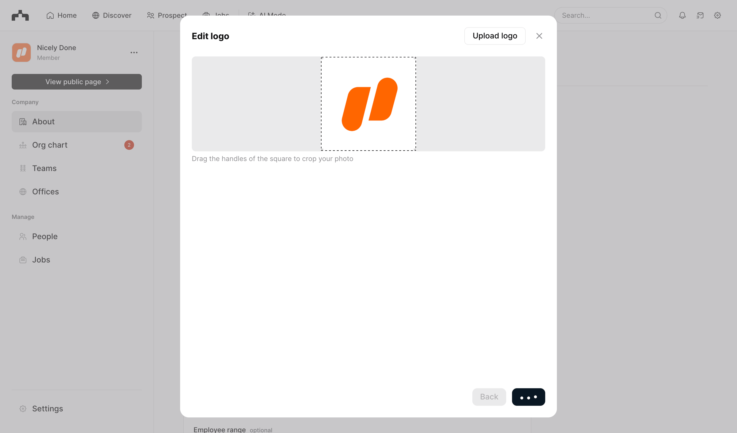 The org - About | The Org screen