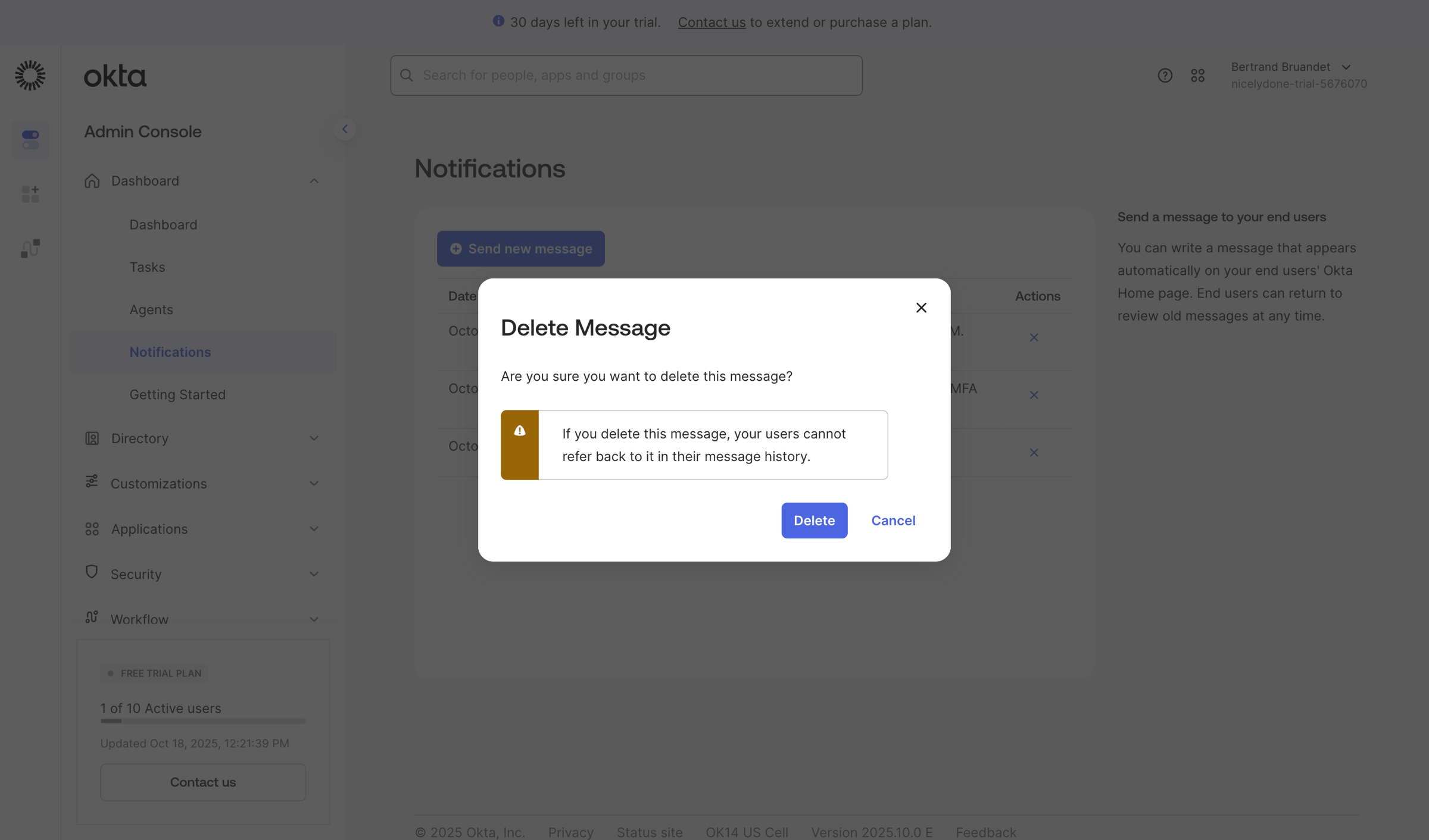 Okta - nicelydone-trial-5676070 - Notifications screen