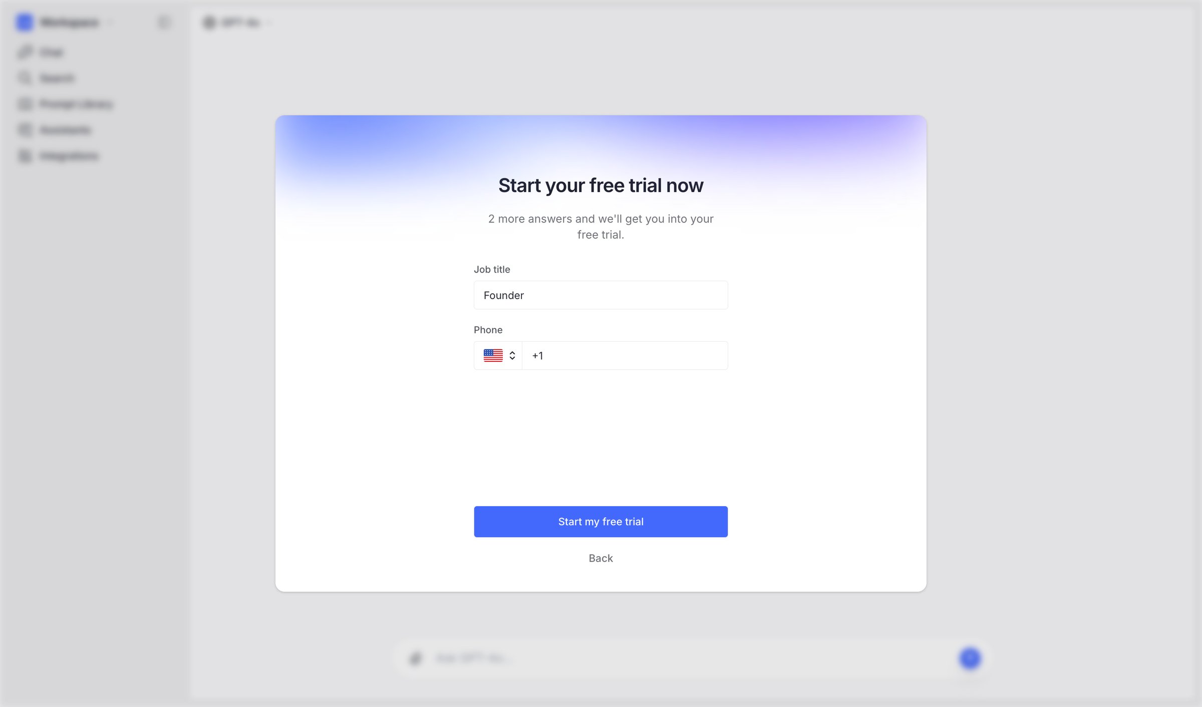 Langdock - Create a new workspace screen