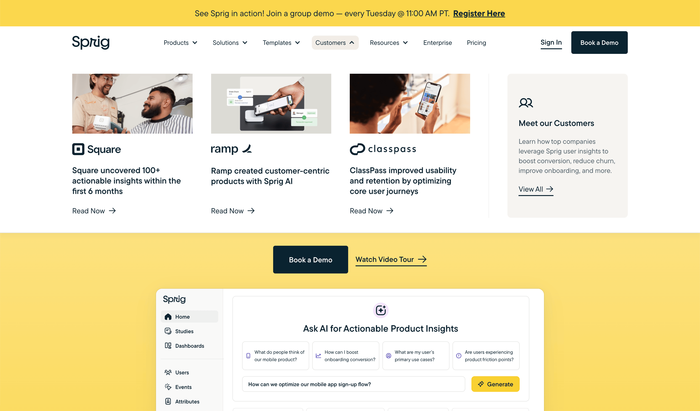 Sprig - Sprig All-In-One Product Experience Platform screen