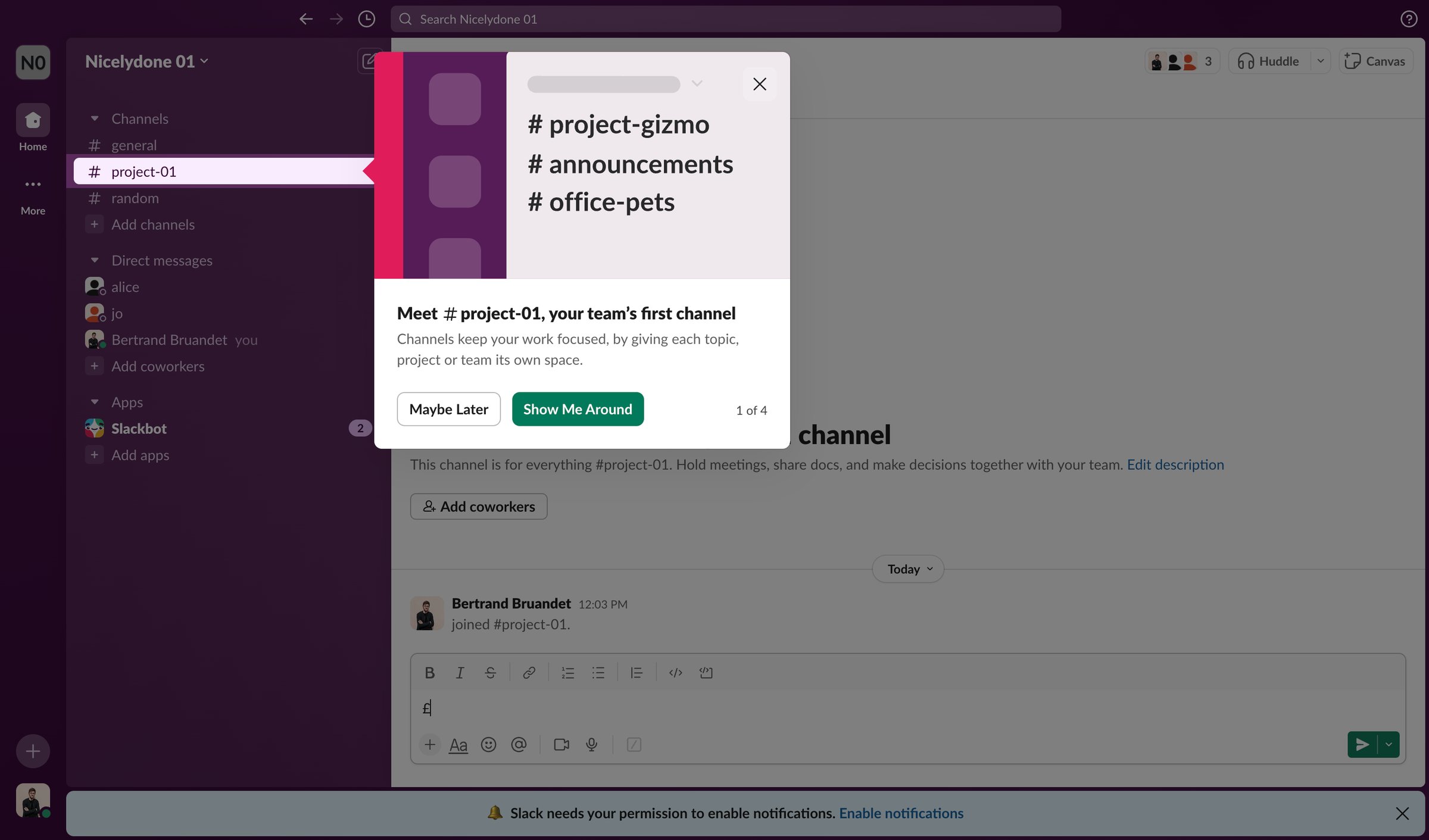 Slack - project-01 Channel - Nicelydone 01 - Slack screen