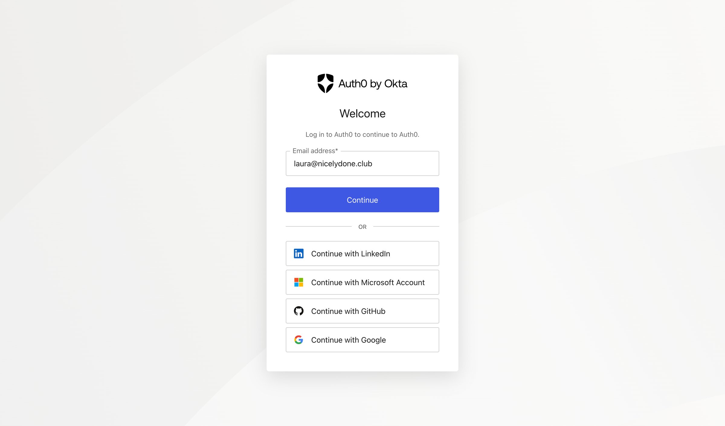 Auth0 - Log in | Auth0 screen