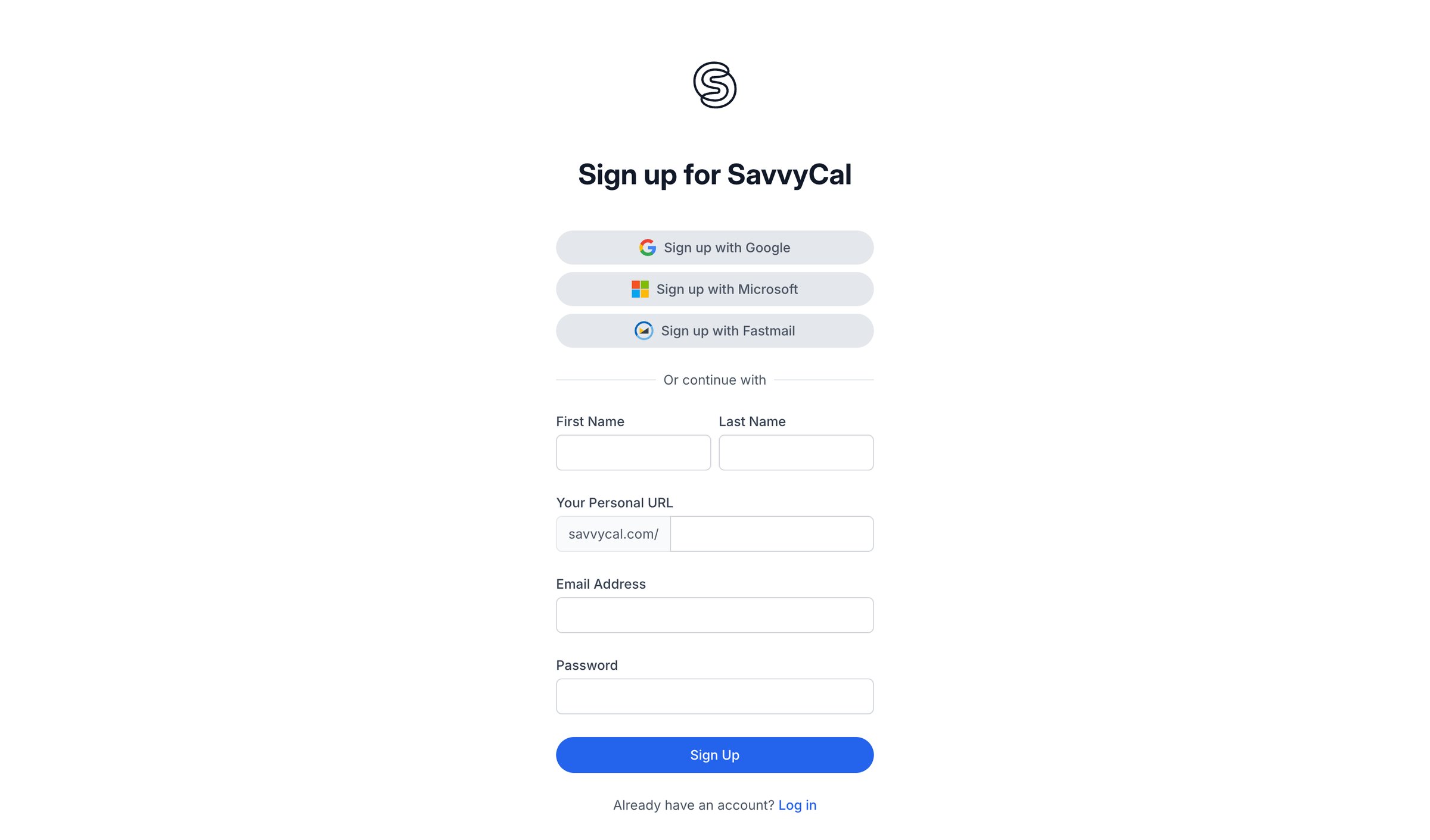 SavvyCal - Sign Up for SavvyCal screen
