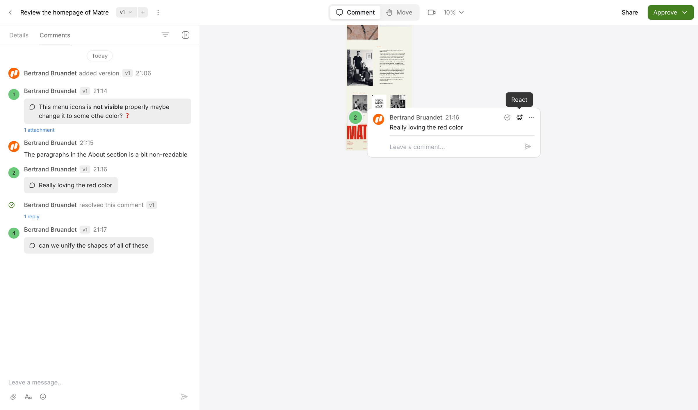 Workflow screen