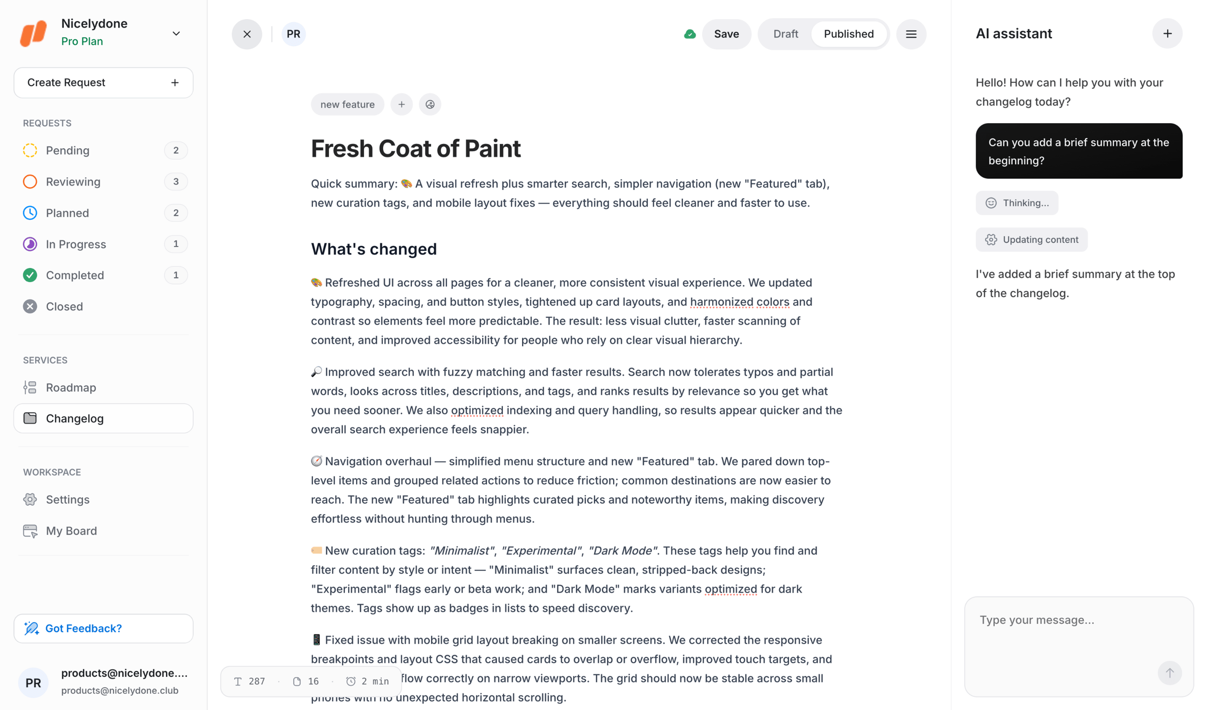 UserJot - Changelog | UserJot screen
