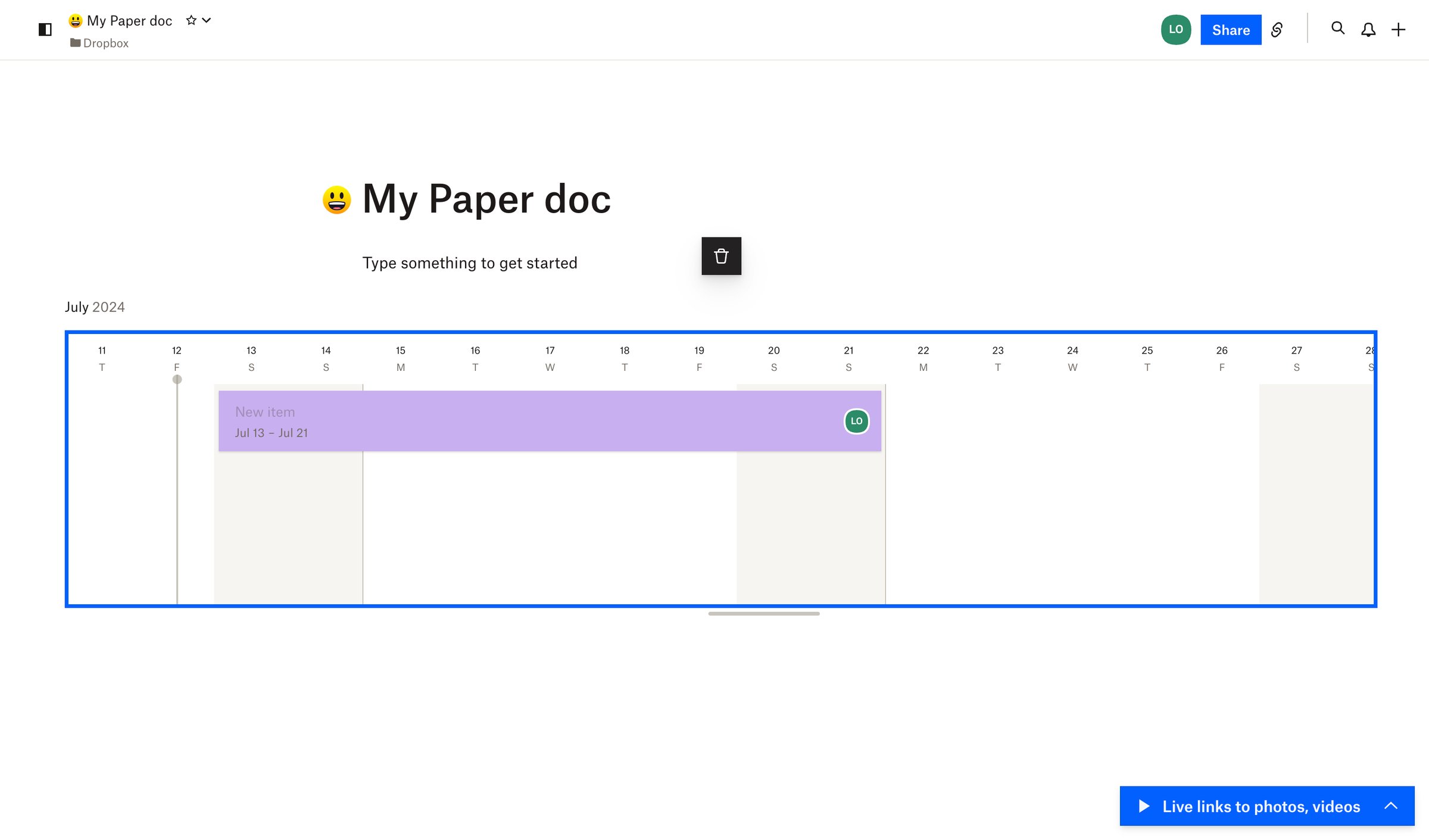 Dropbox - My Paper doc – Dropbox Paper screen