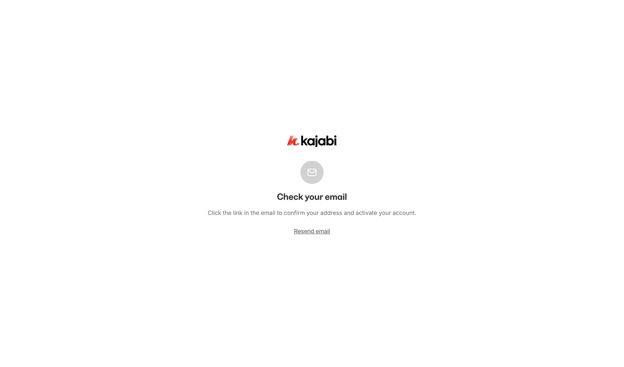 Kajabi - Email Verification - Kajabi screen