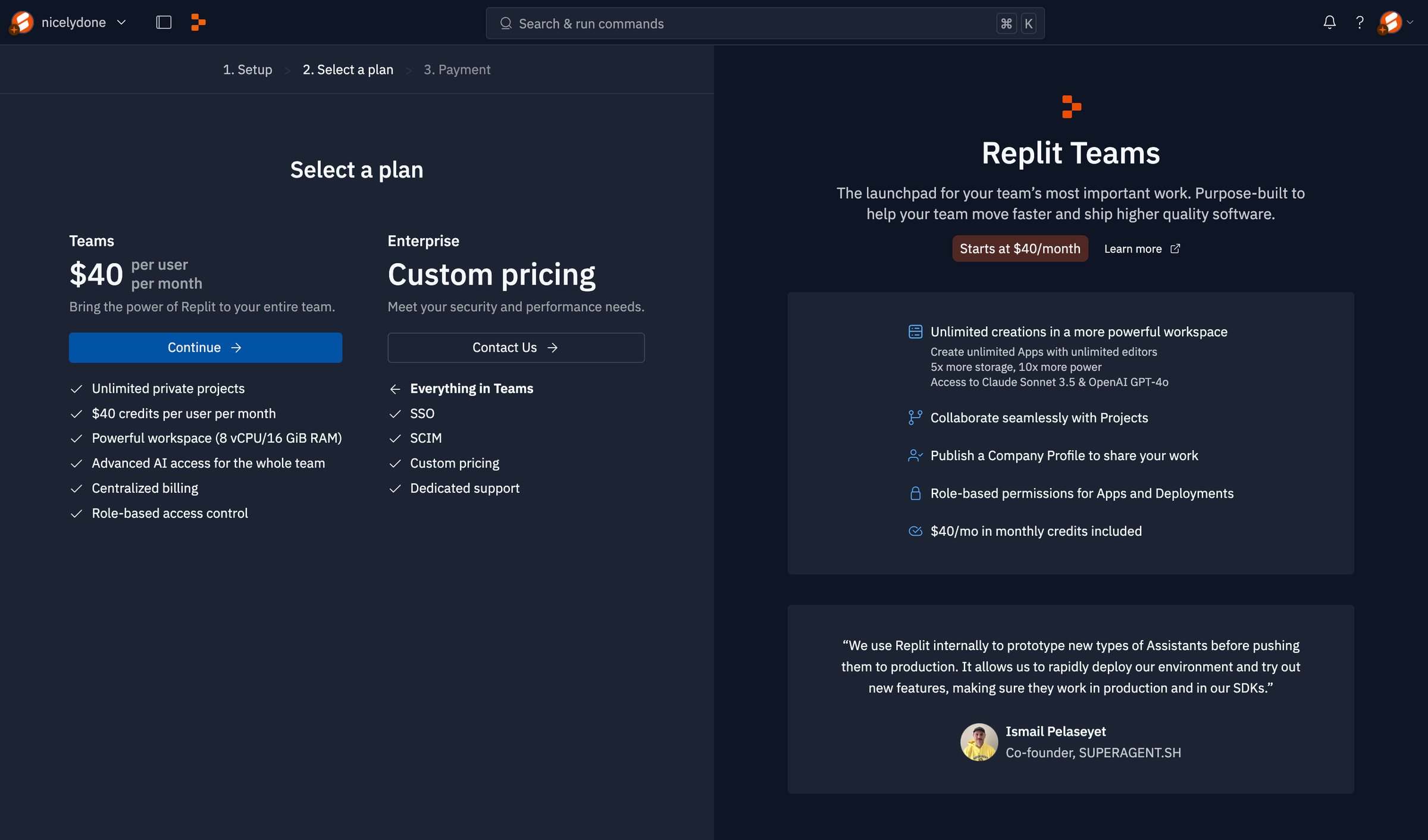 Replit - Create a Replit Teams Organization - Replit screen