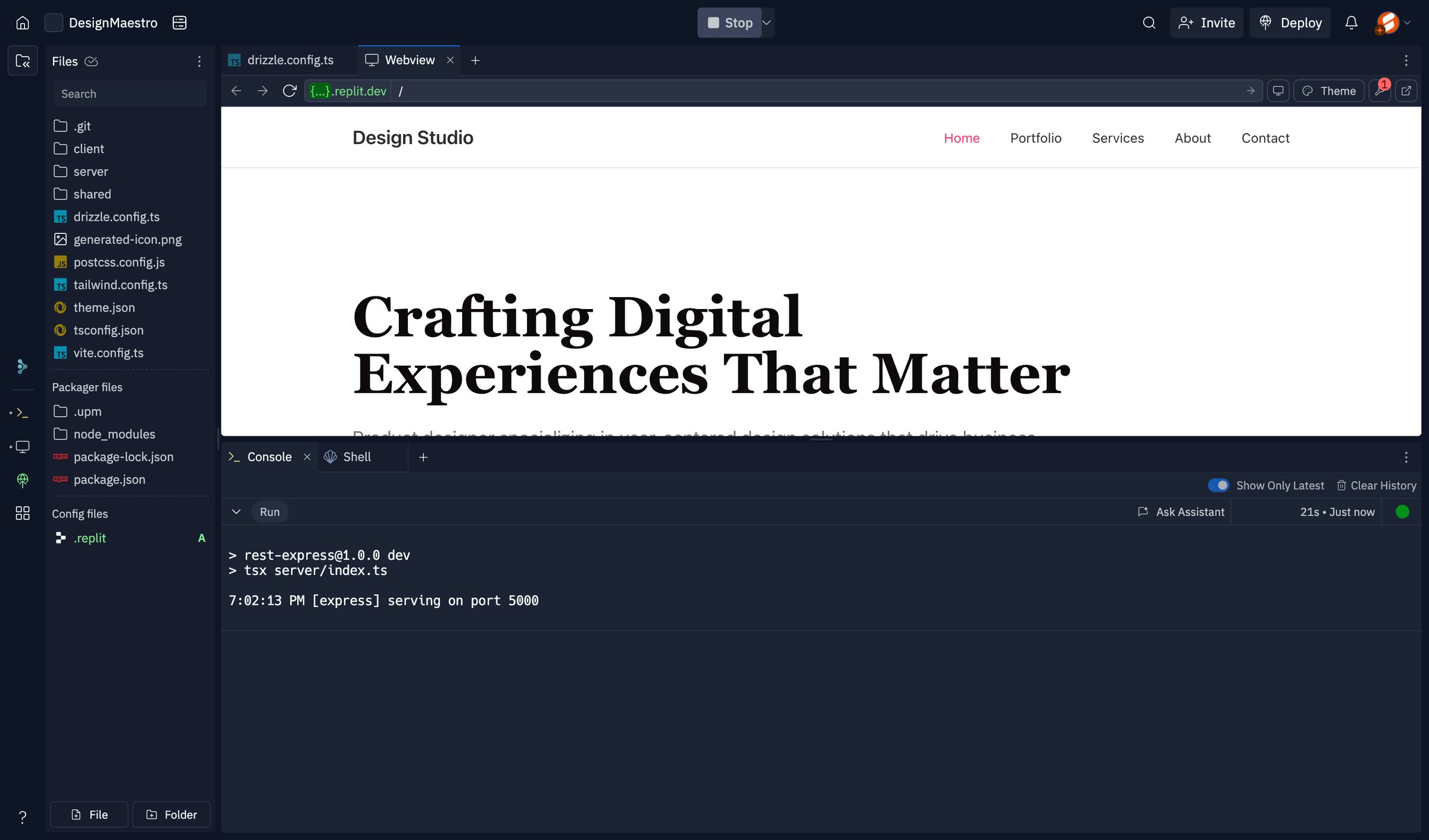 Replit - DesignMaestro - Replit screen