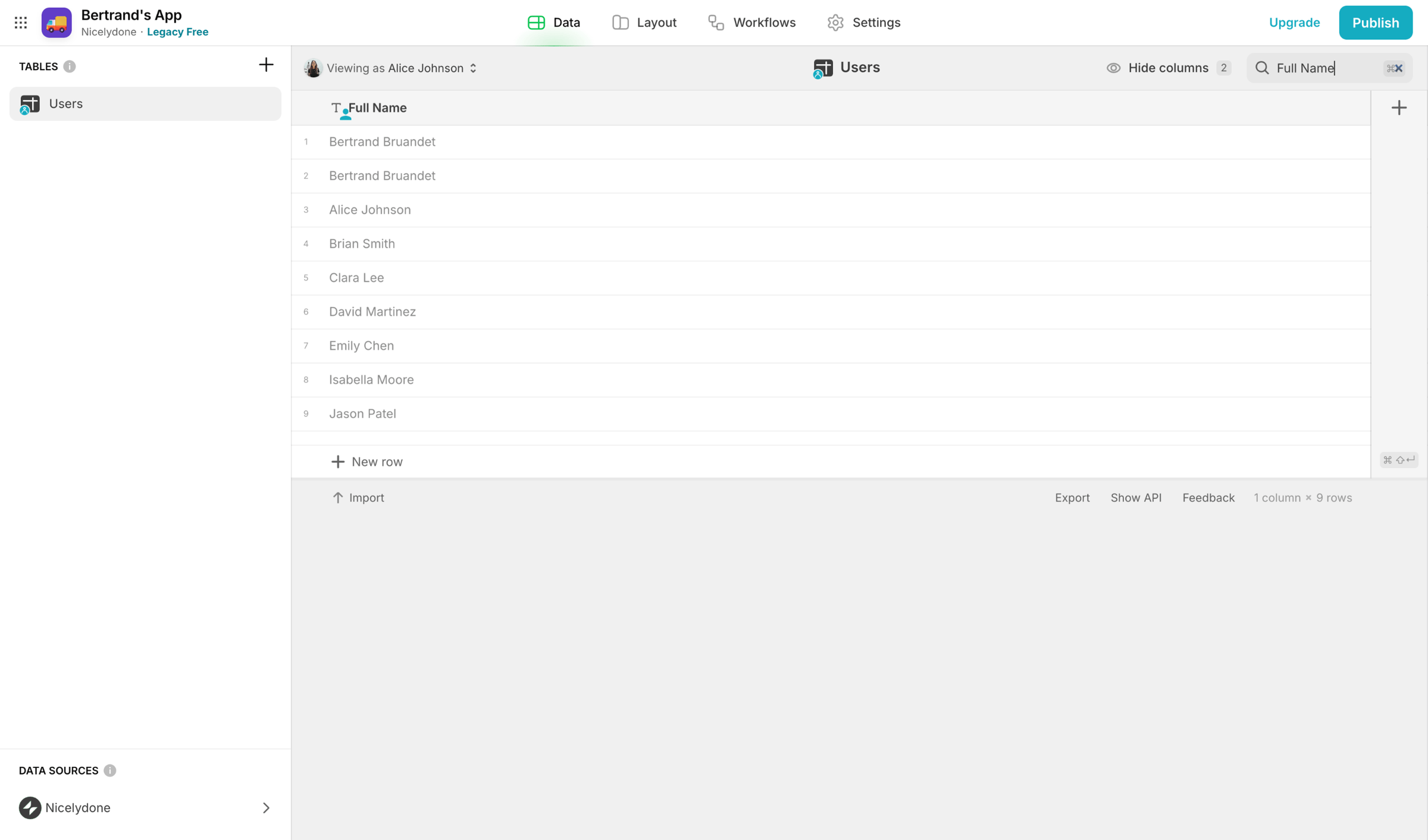 Glide - Bertrand's App · Glide screen