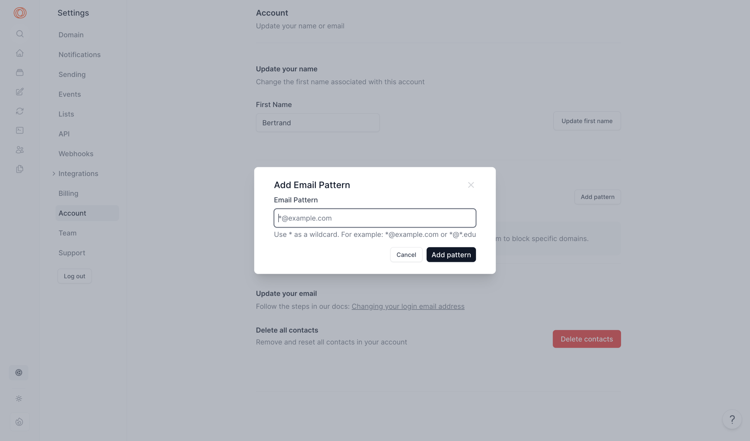 Loops - Settings | Account screen