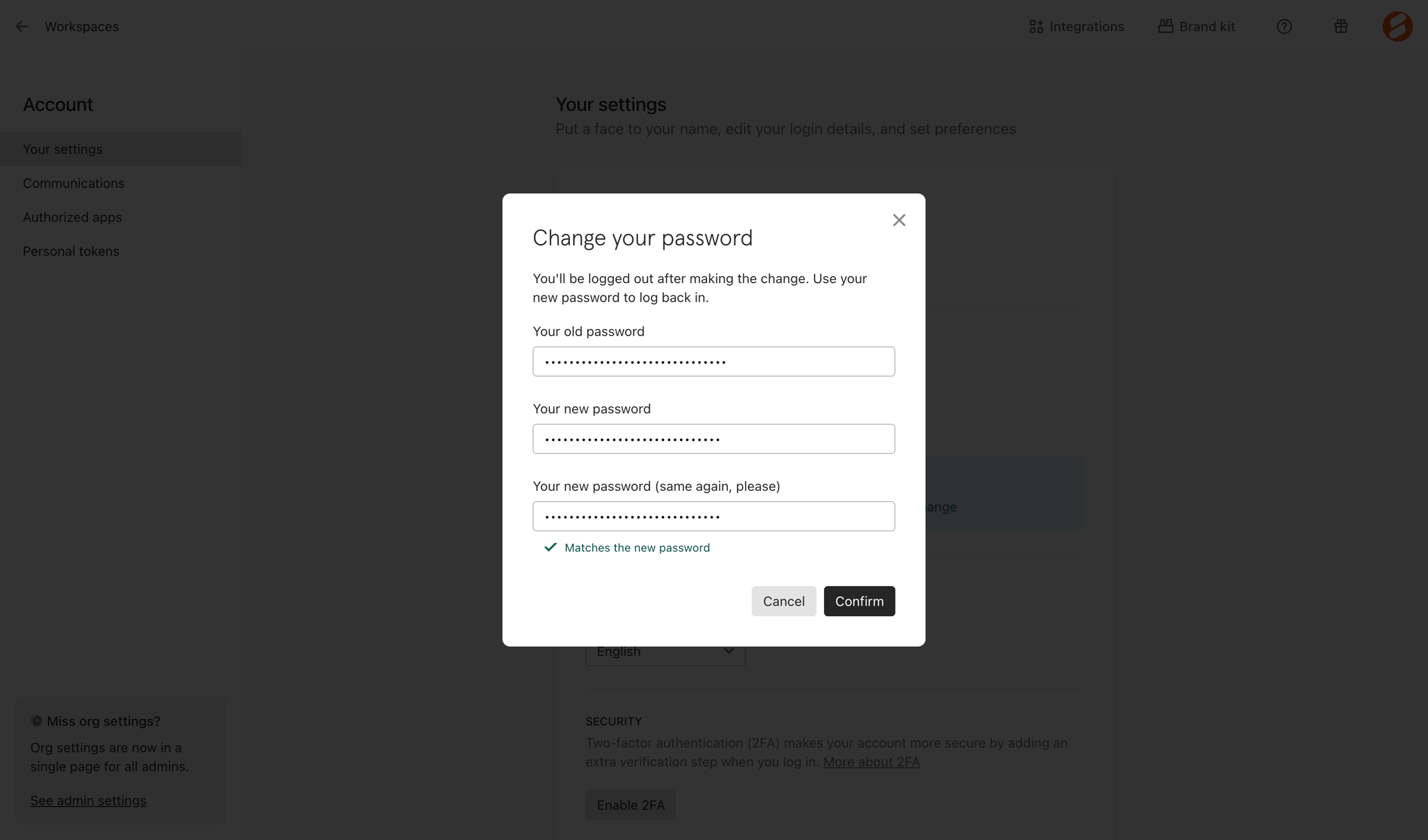 Typeform - Typeform - Account screen