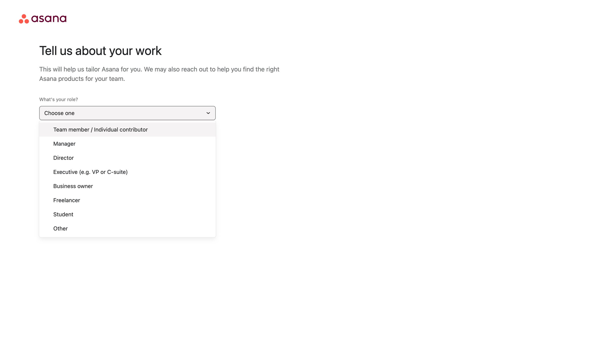 Asana - Set up your account - Asana screen