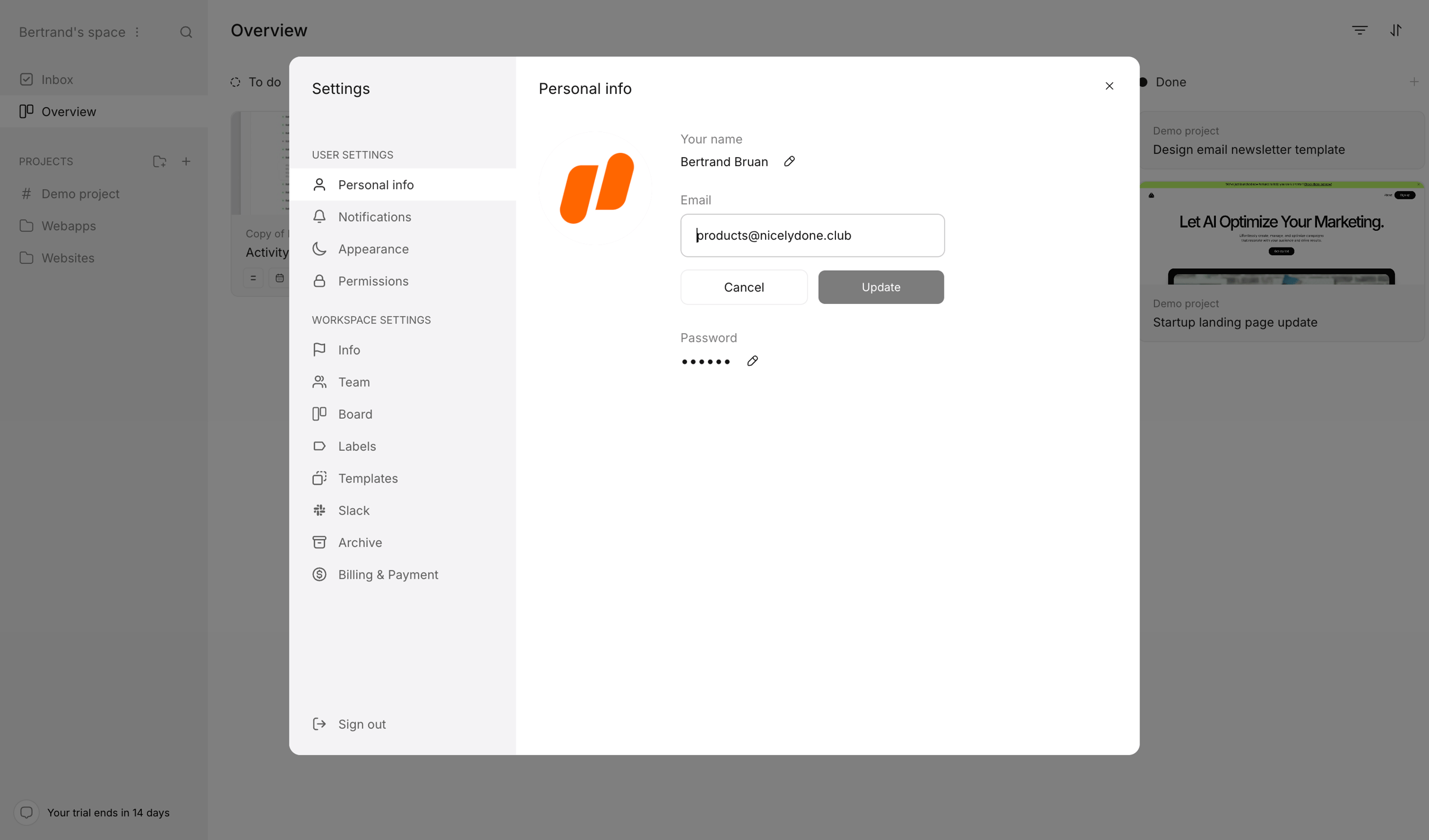 Workflow screen