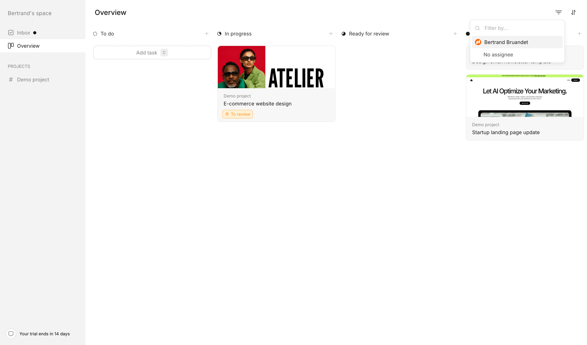 Workflow screen