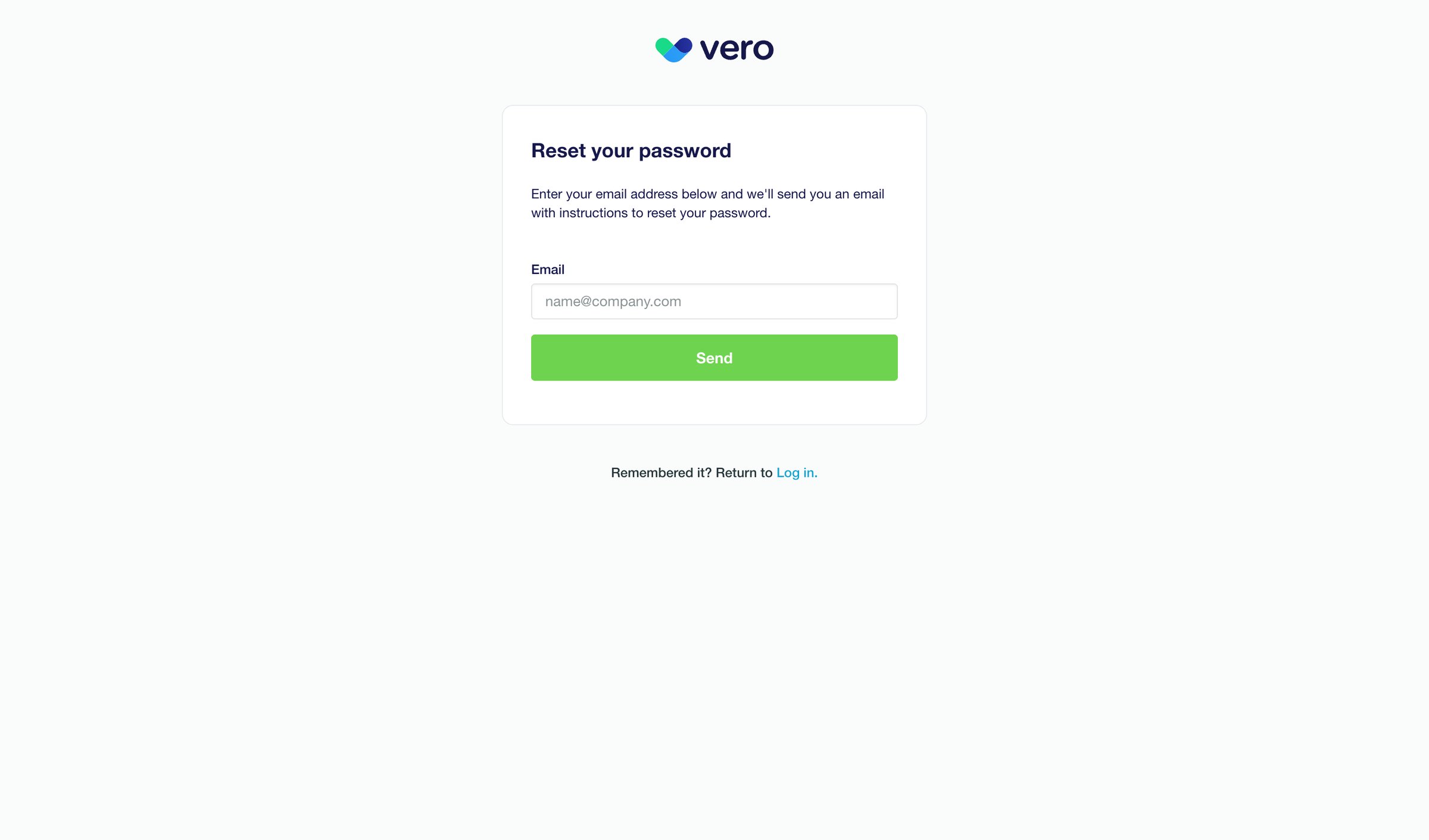 Vero - Forgot your password | Vero screen