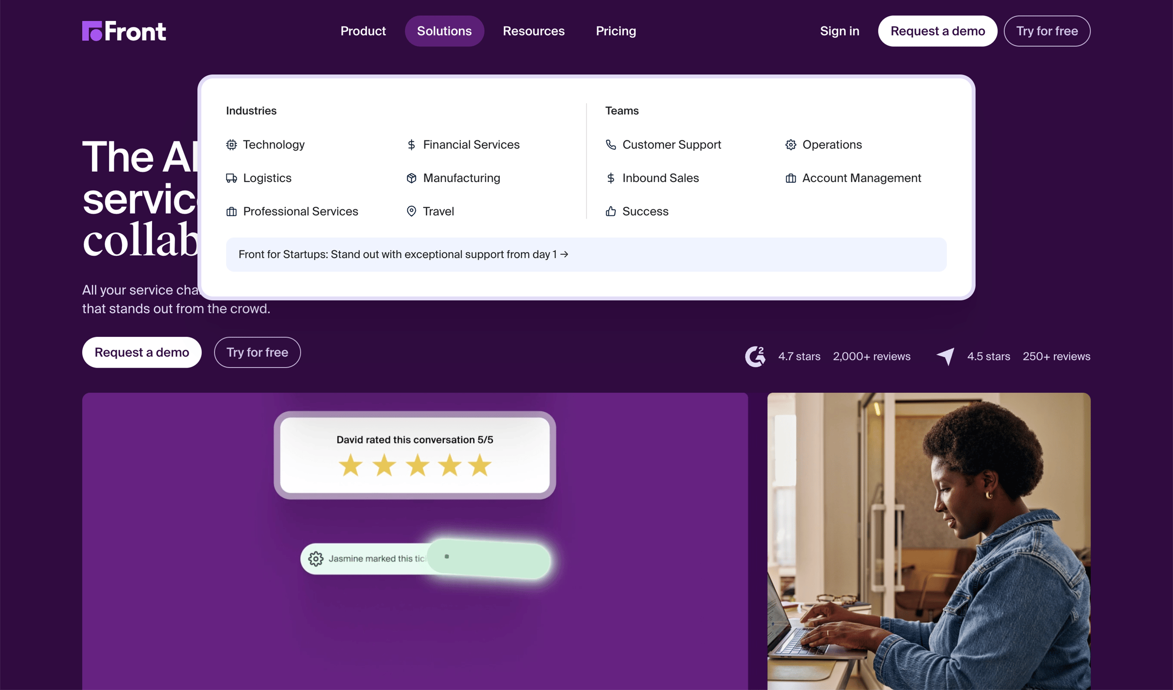 Front - Front - The Platform for Exceptional Customer Service at Scale screen