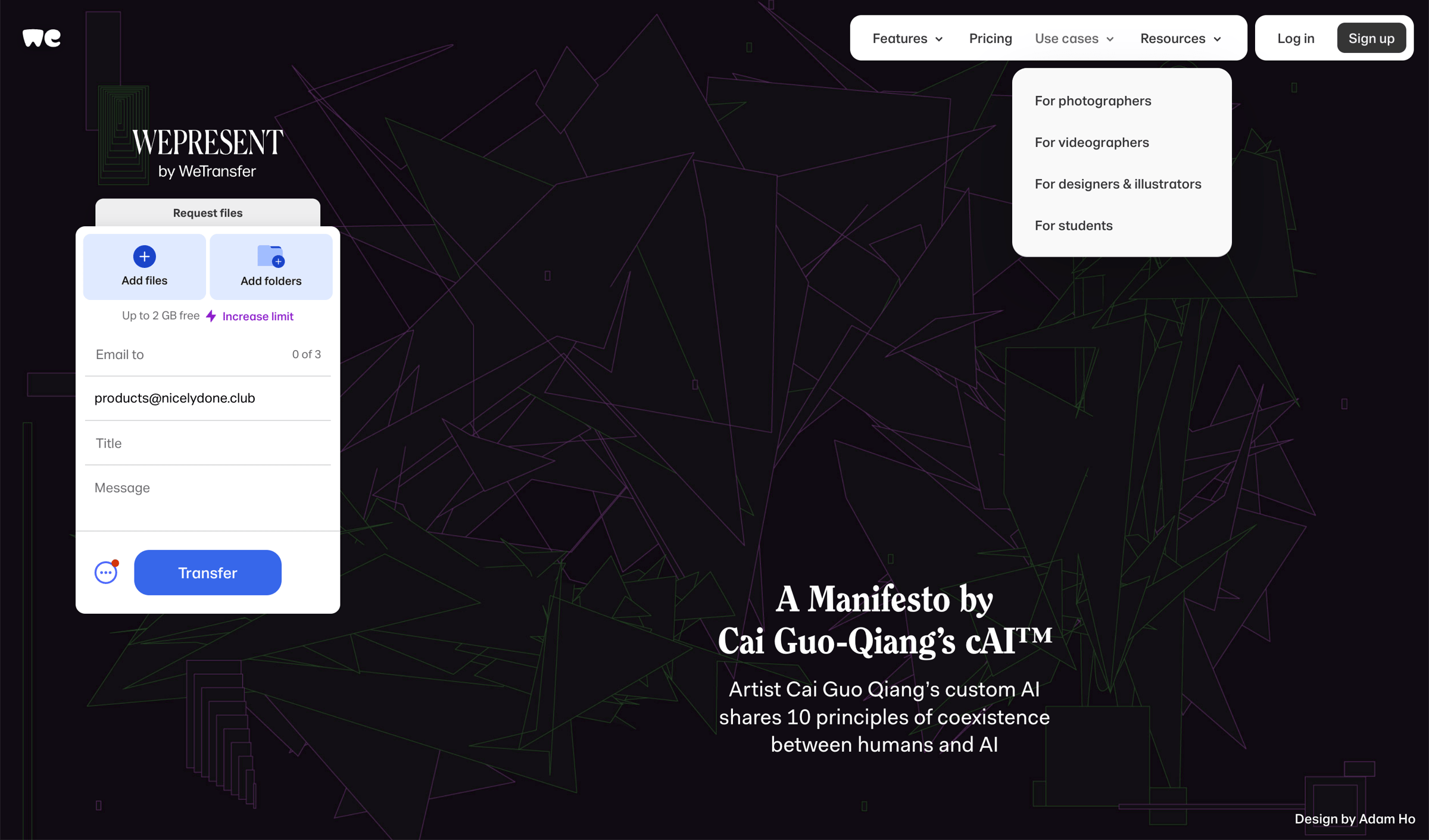 WeTransfer - WeTransfer | Send Large Files Fast screen