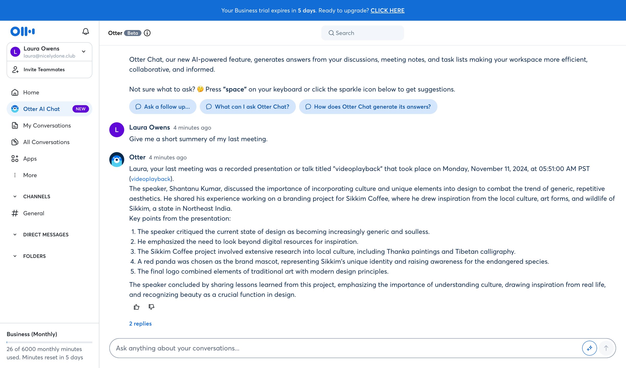 Otter - Otter Voice Meeting Notes - Otter.ai screen
