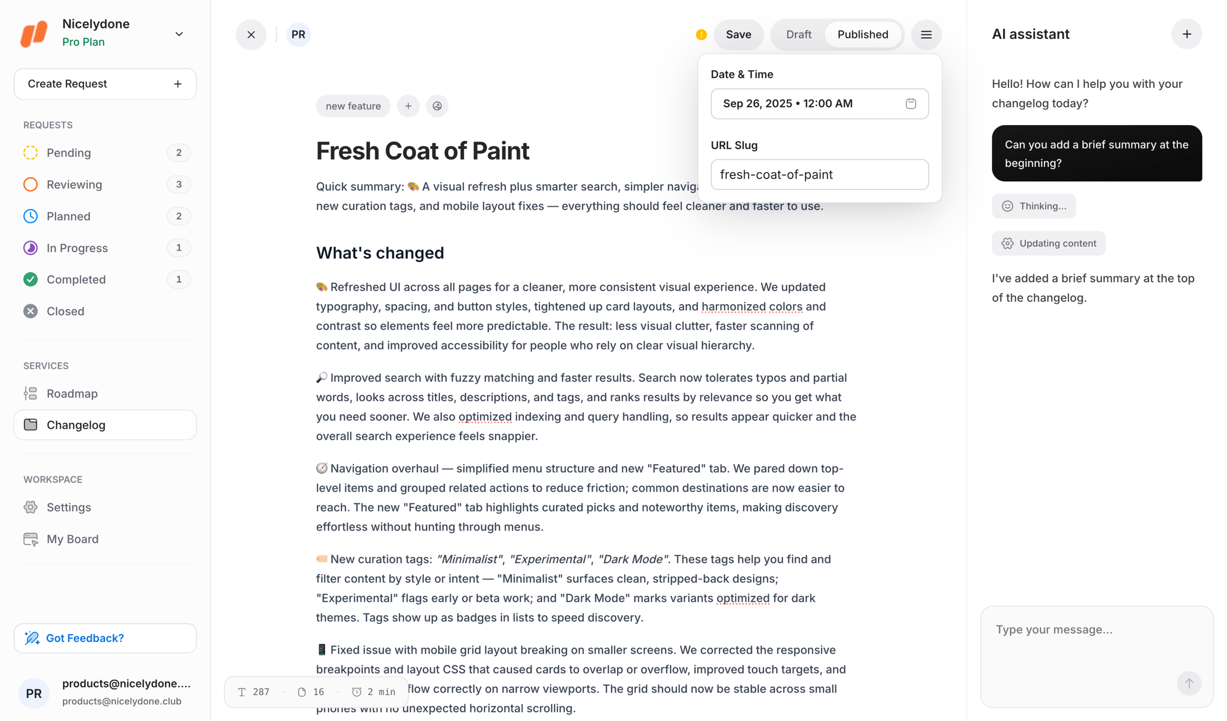 UserJot - Changelog | UserJot screen