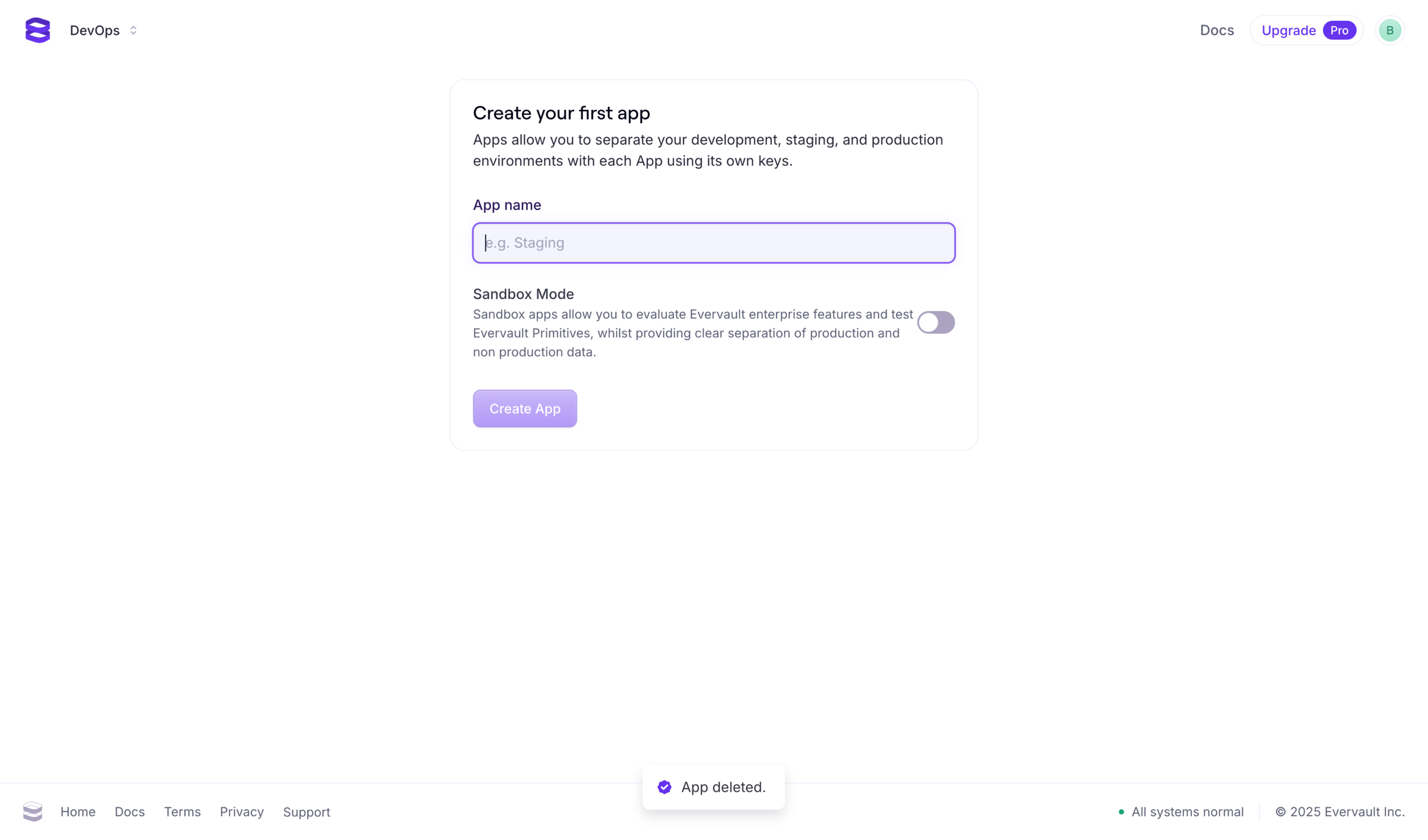 Evervault screen