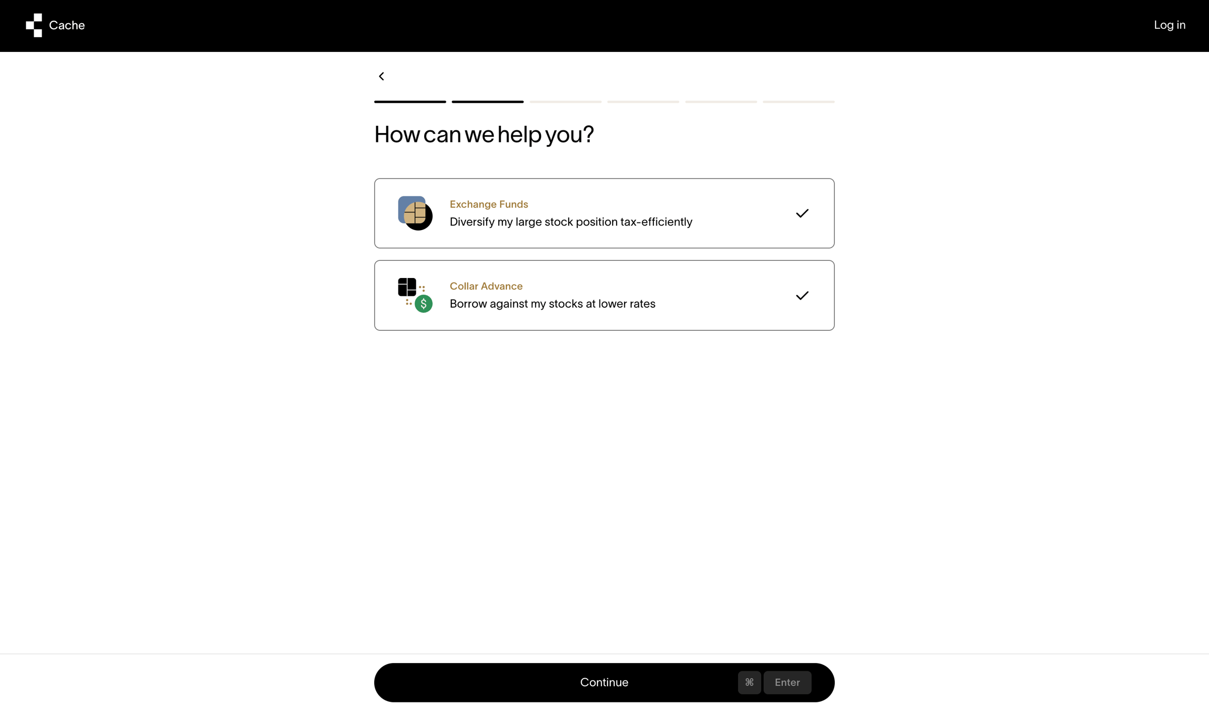 Cache - Cache – Get started screen