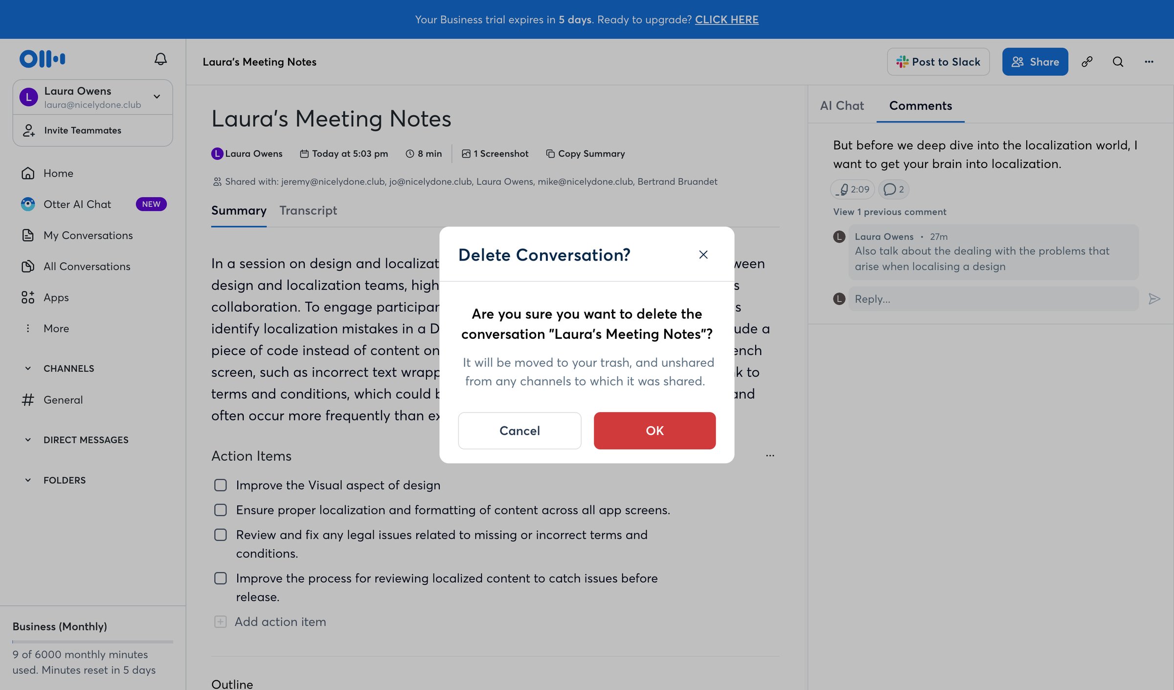 Otter - Lauras Meeting Notes - Otter.ai screen