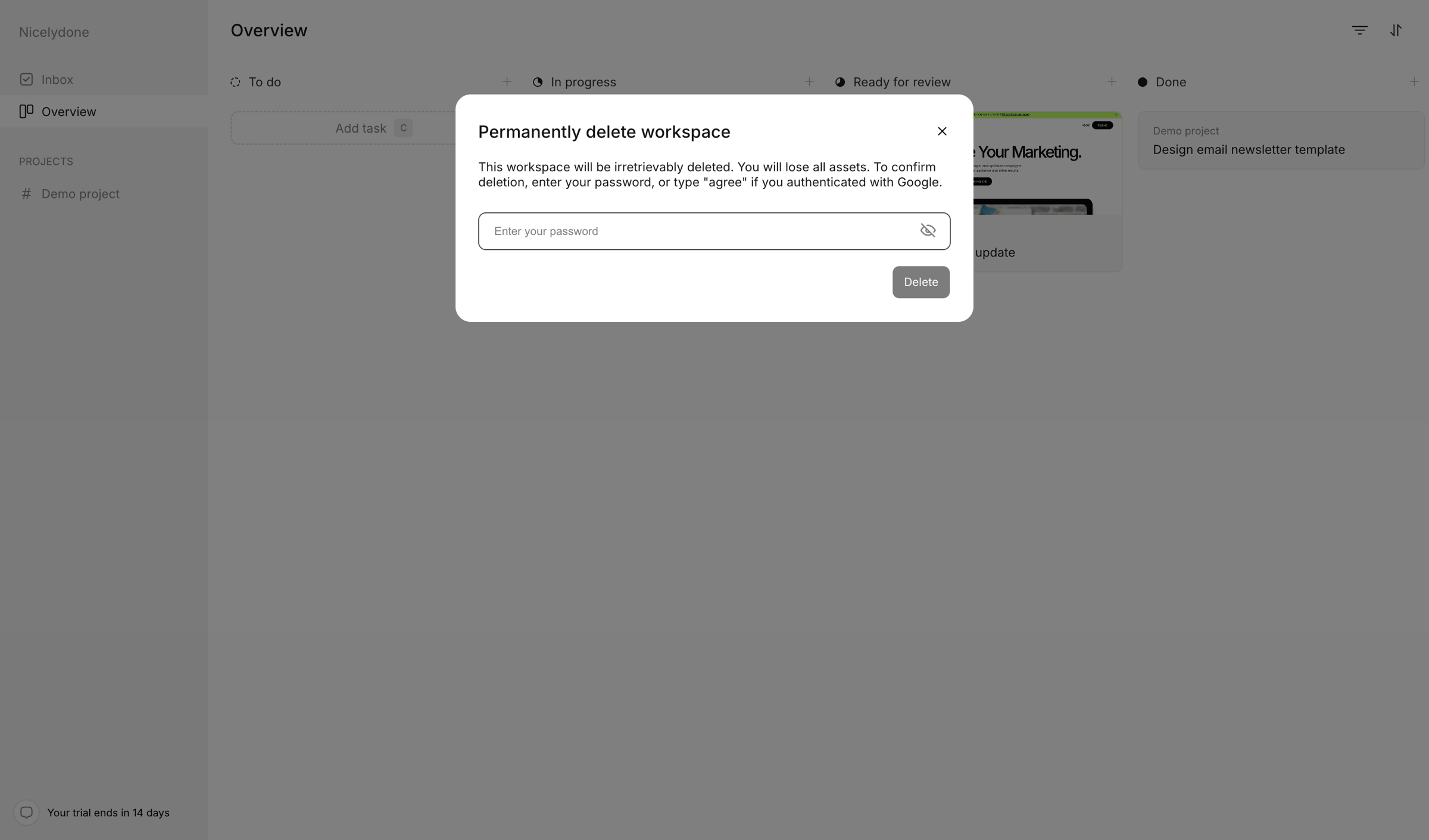 Workflow screen