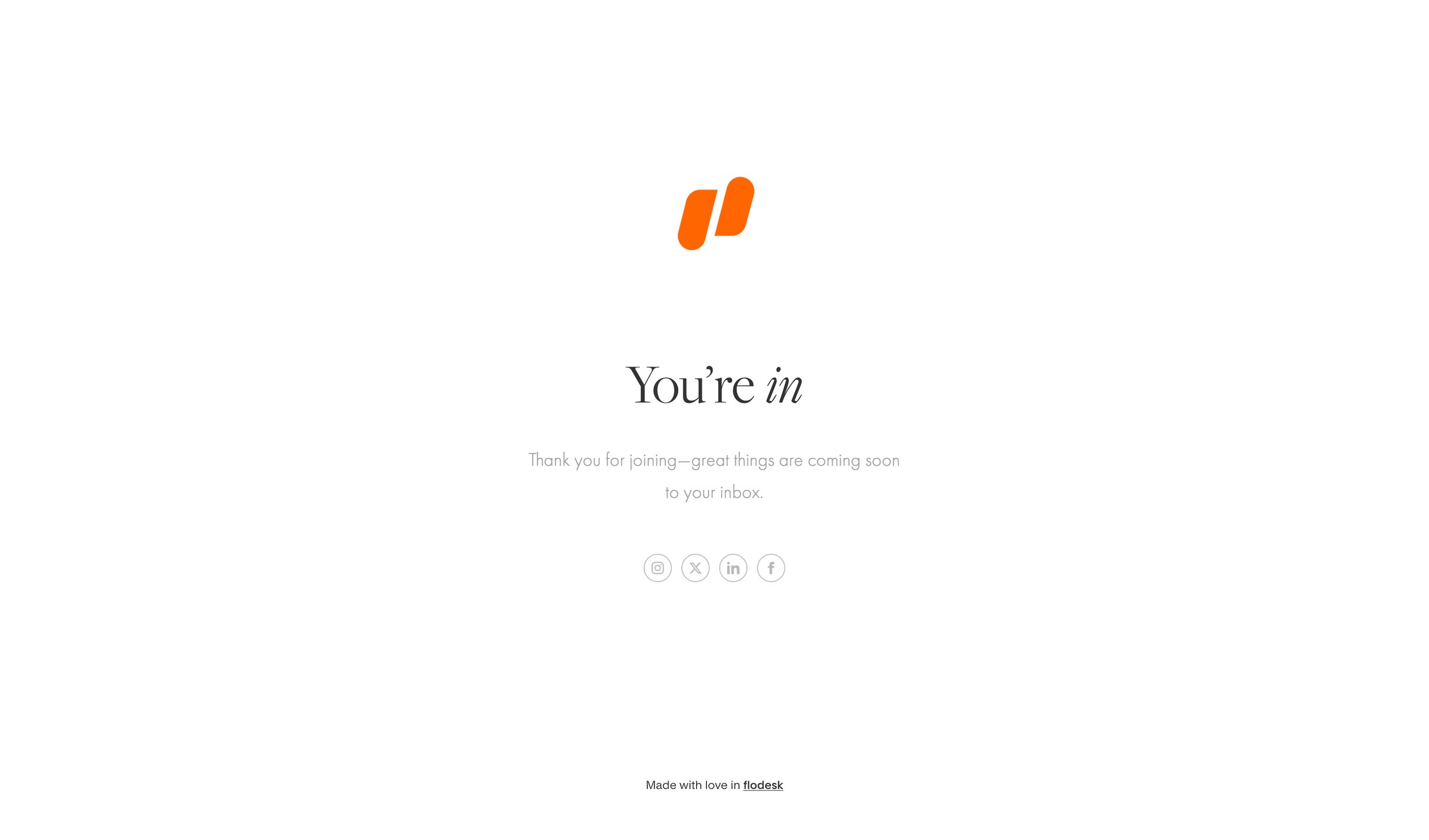 Flodesk - Thank you screen