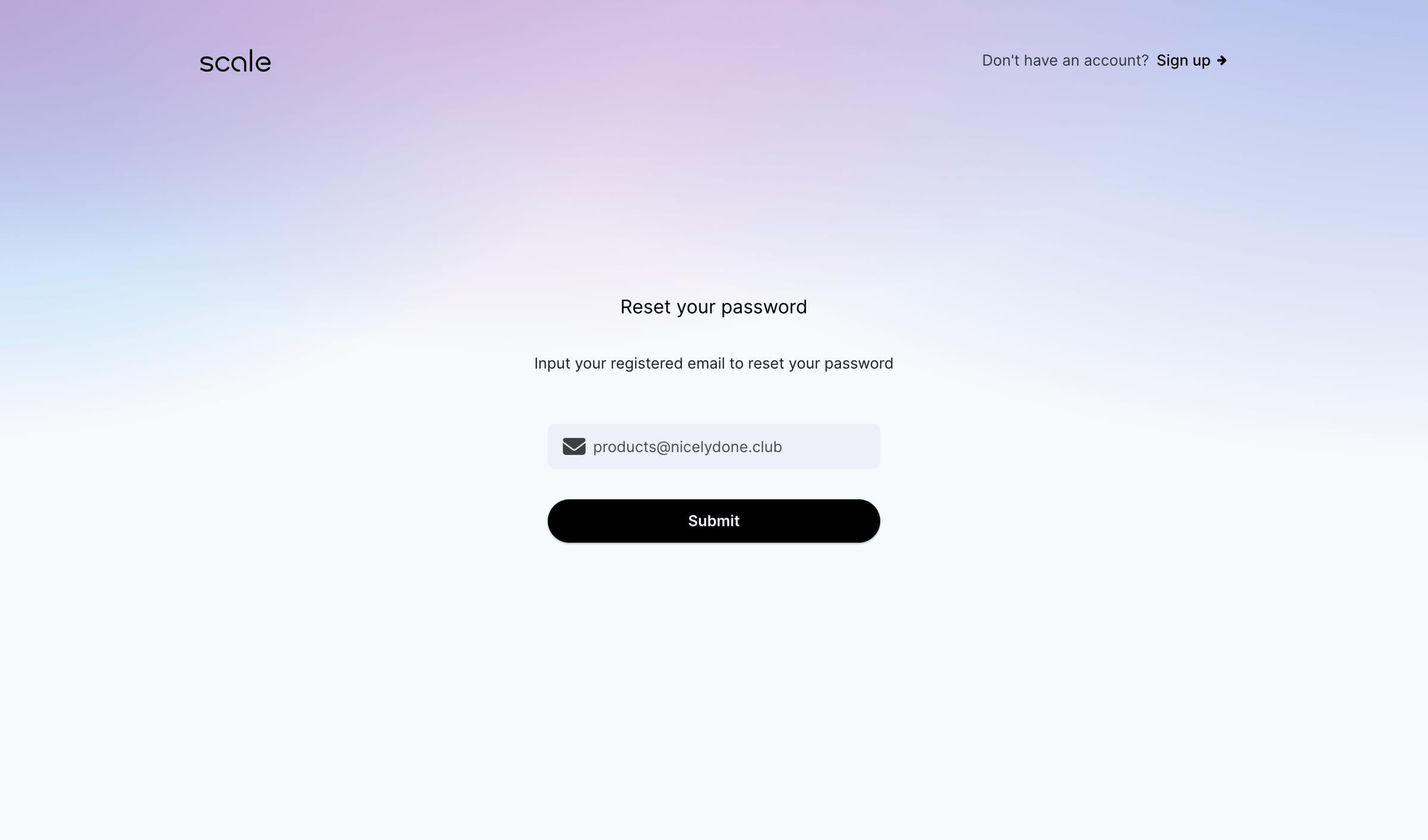 Scale - Forgot your Password? - Request a New one Now - Scale screen