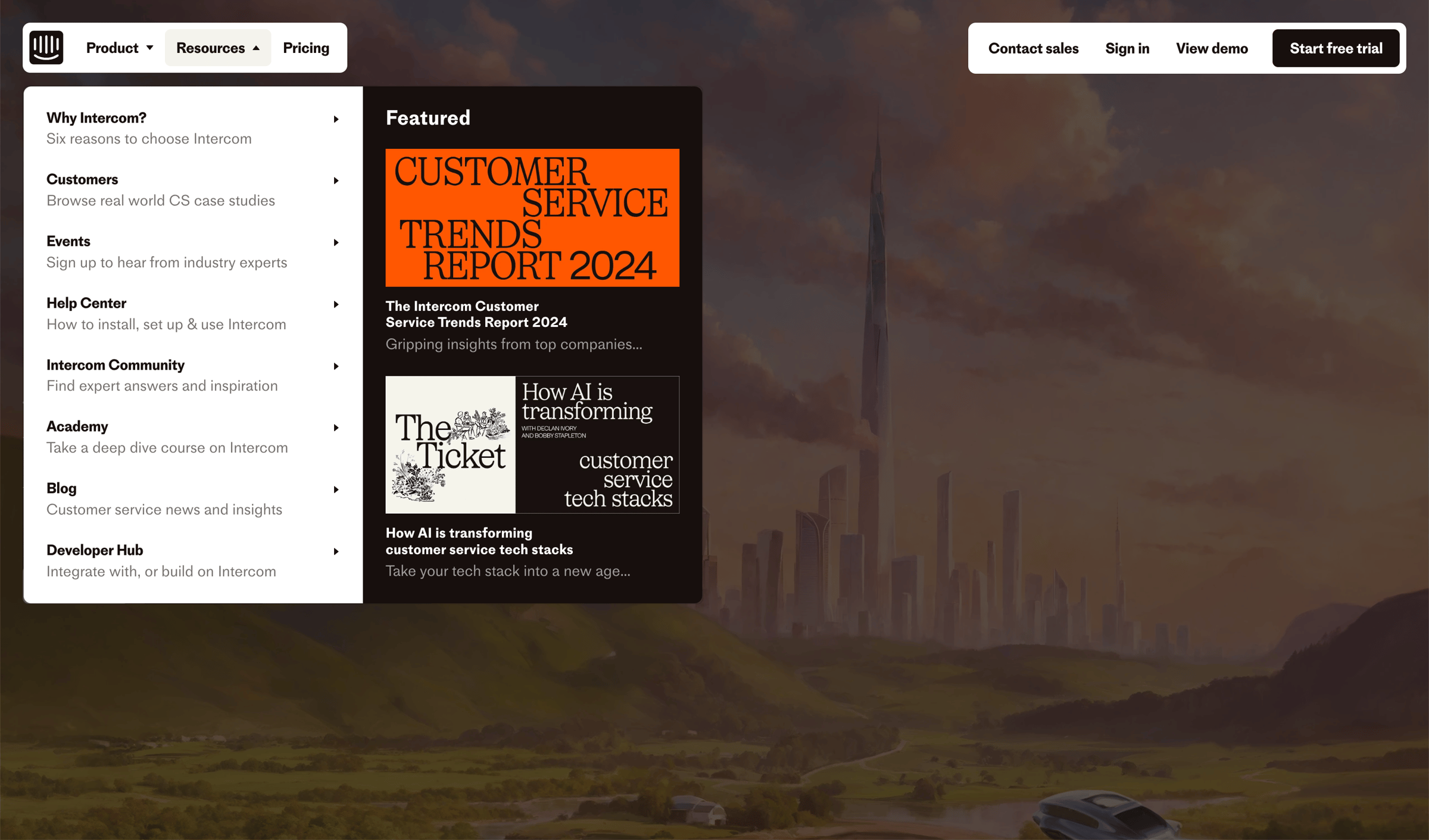 Intercom - Intercom The complete AI-first customer service solution screen